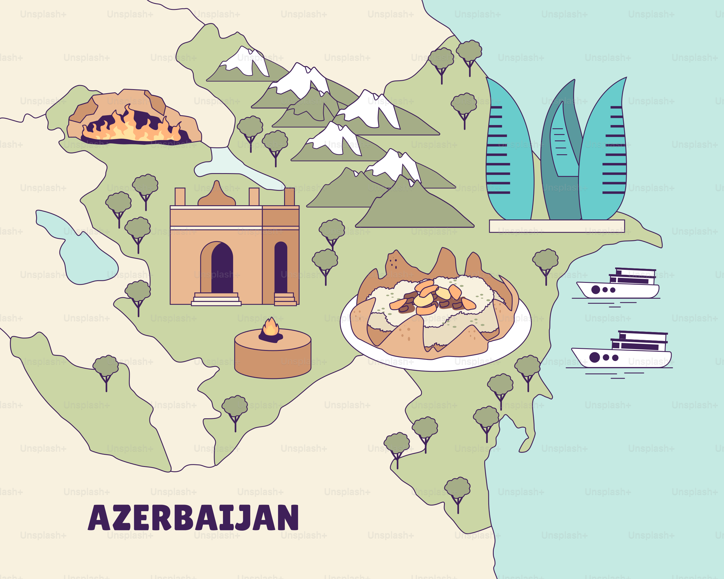 Une carte du pays d’Azerbayan