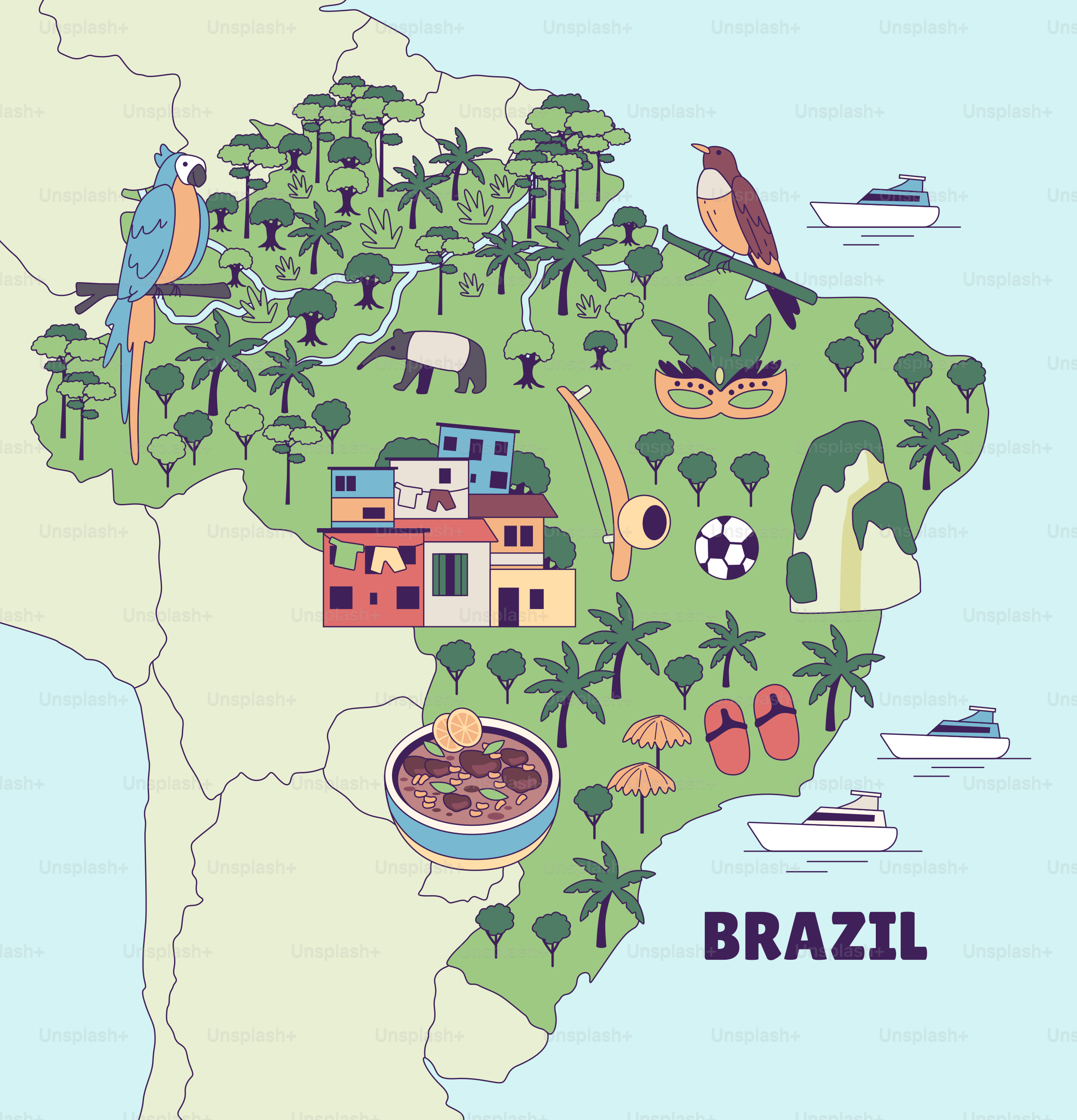Una mappa del paese del Brasile