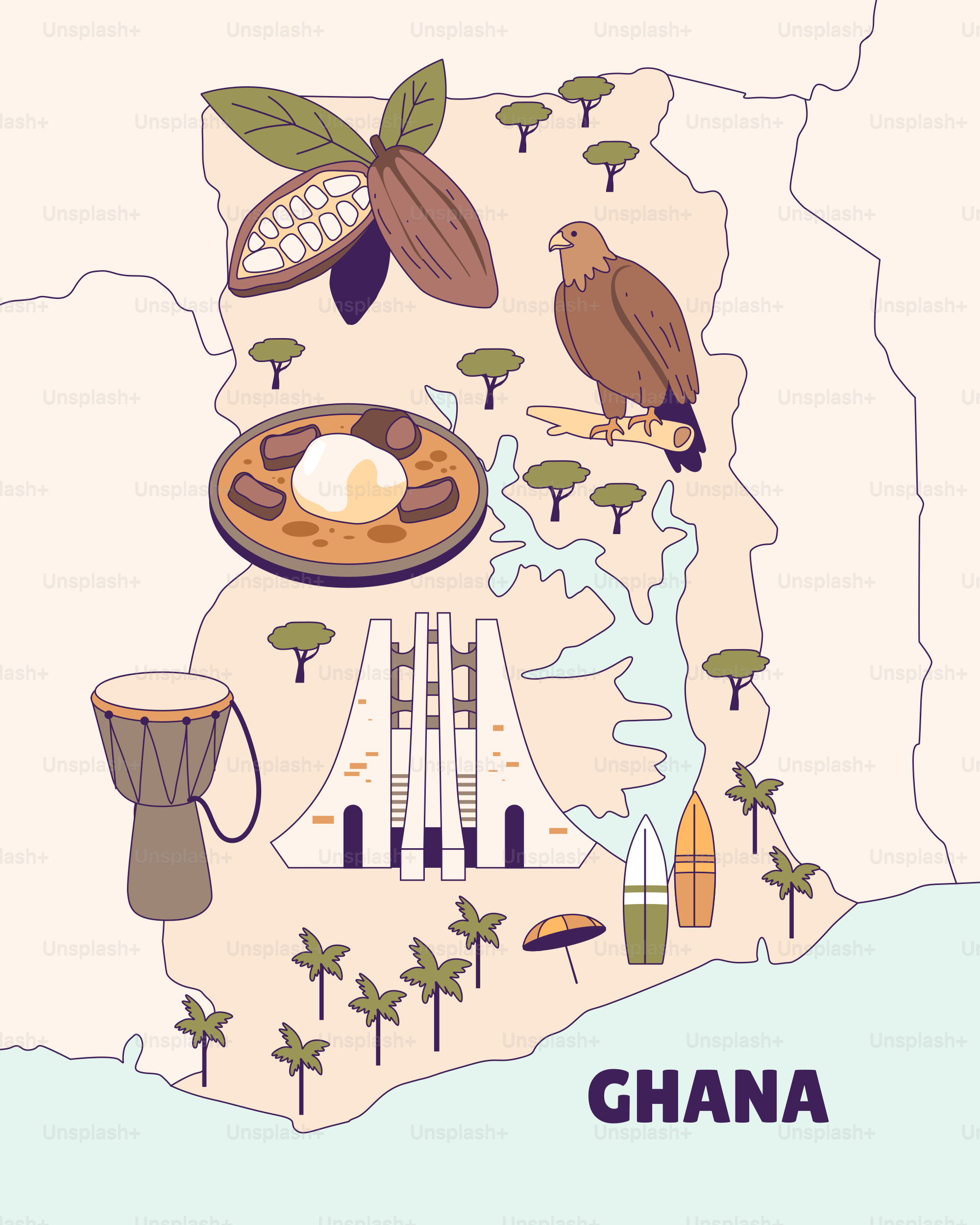 Une carte de la ville du Ghana