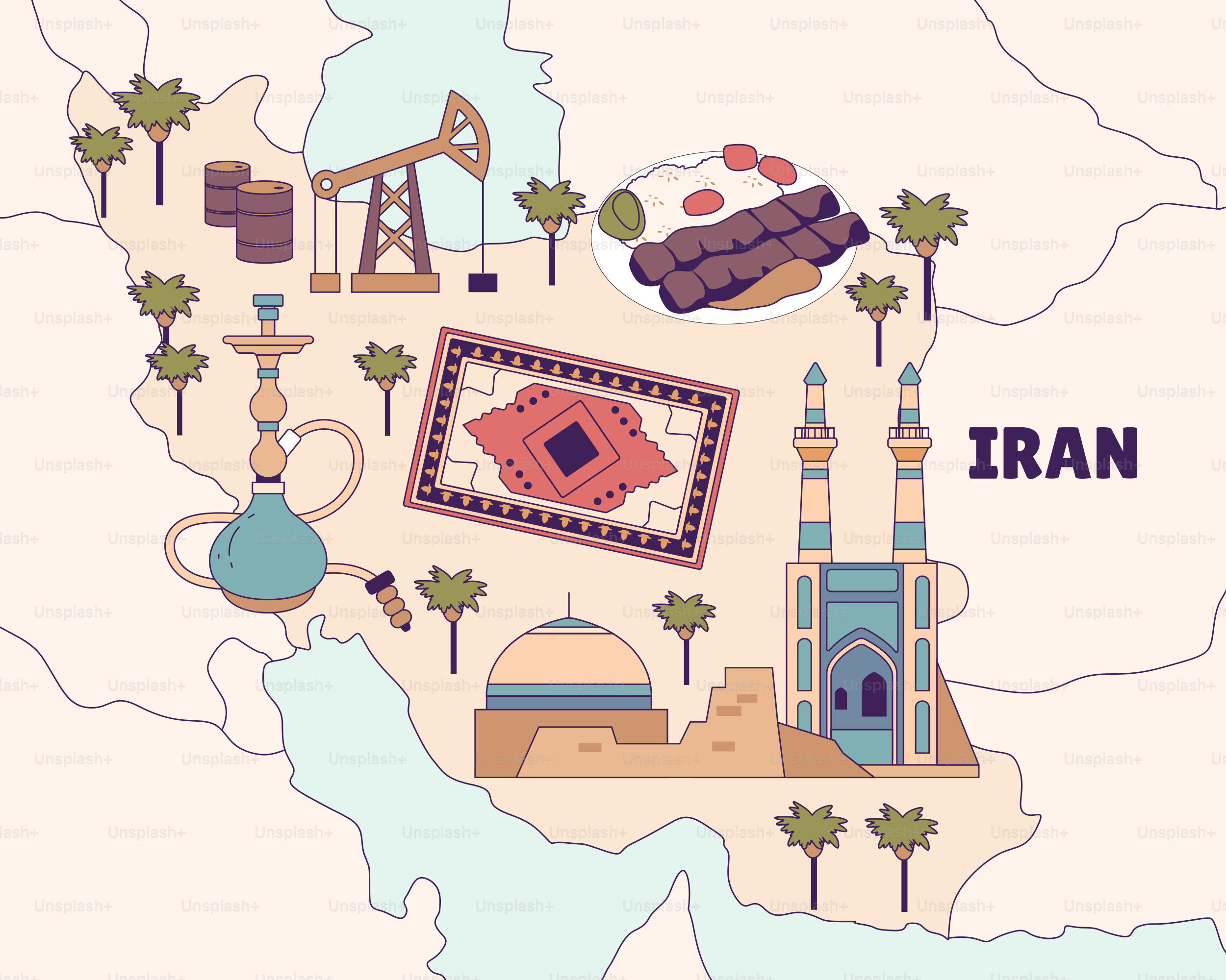 A map of the country of iraq