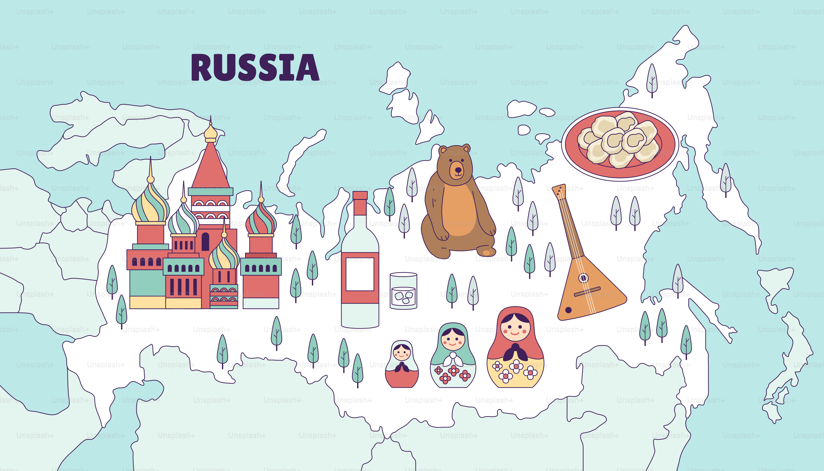 A map of the country of russia