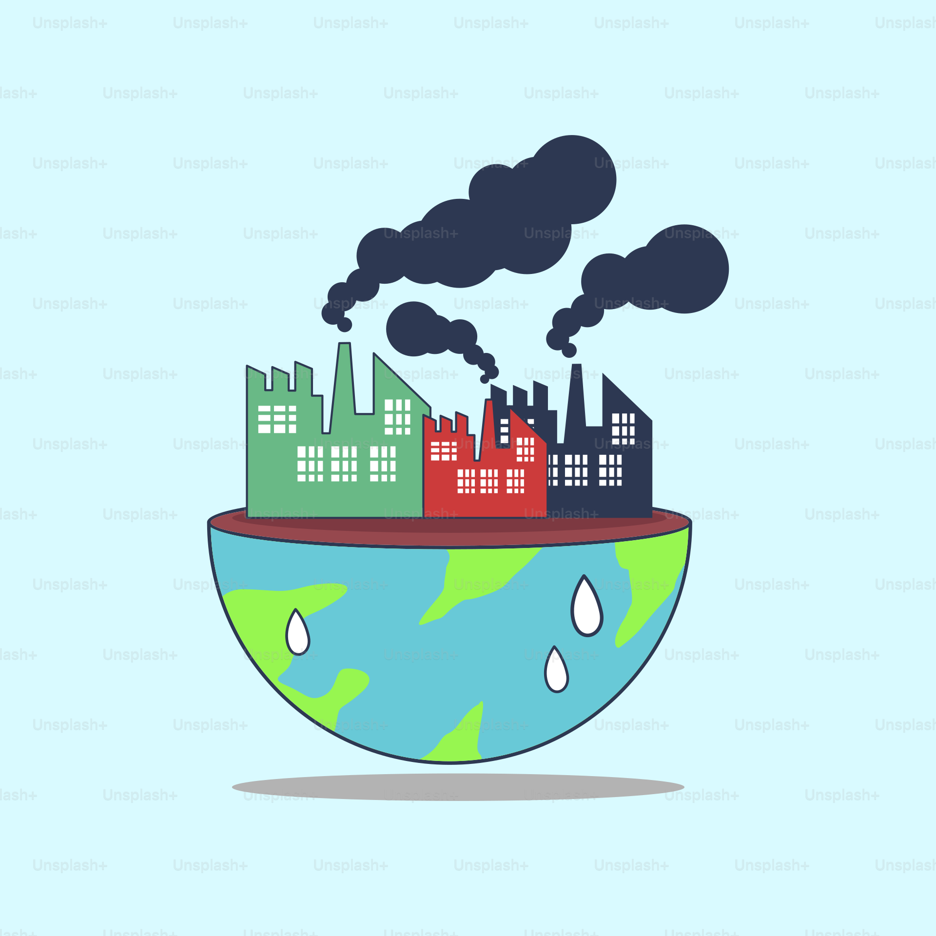 A picture of a city with smoke coming out of it