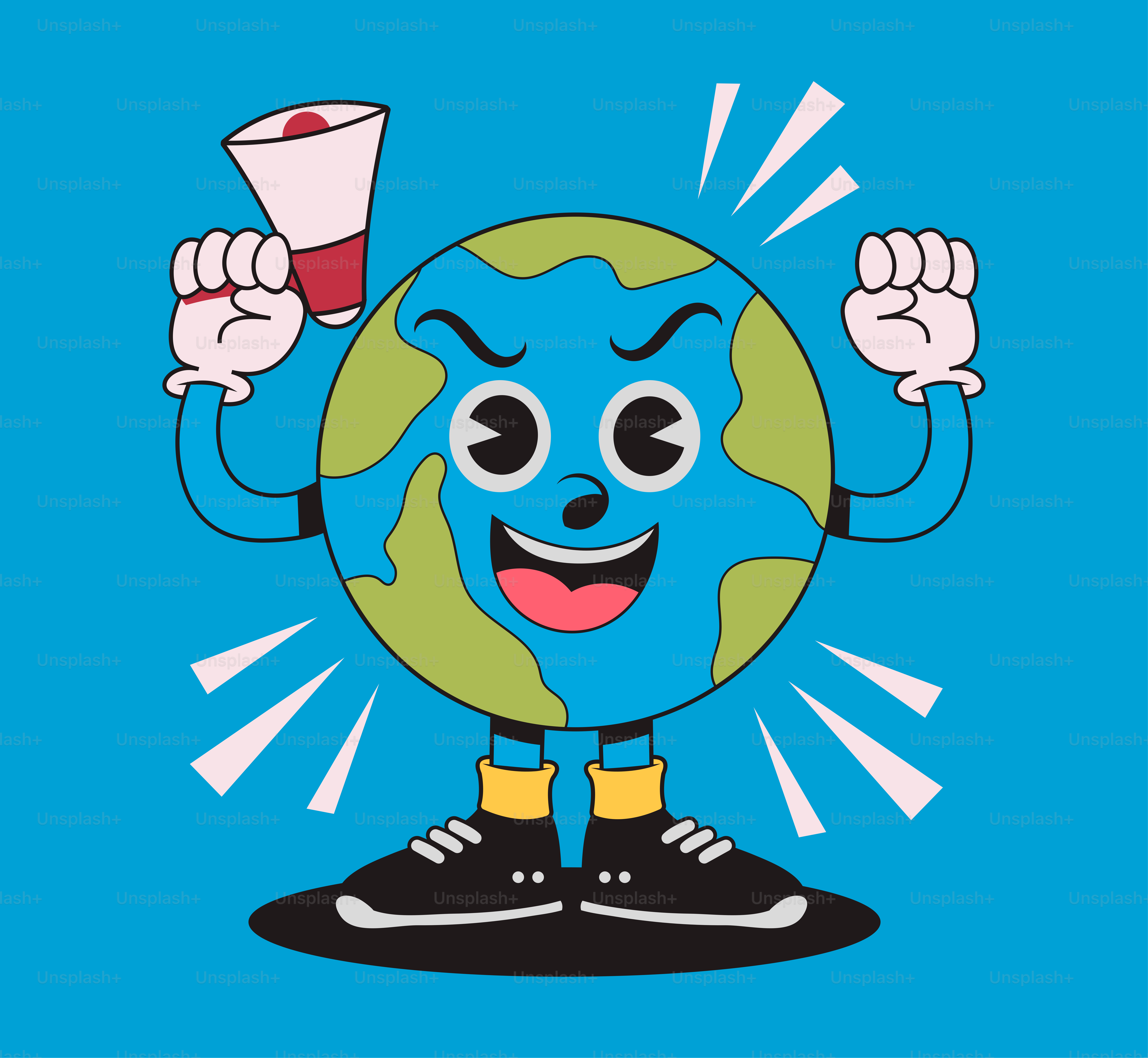 Une image d’une Terre de dessin animé tenant une boisson