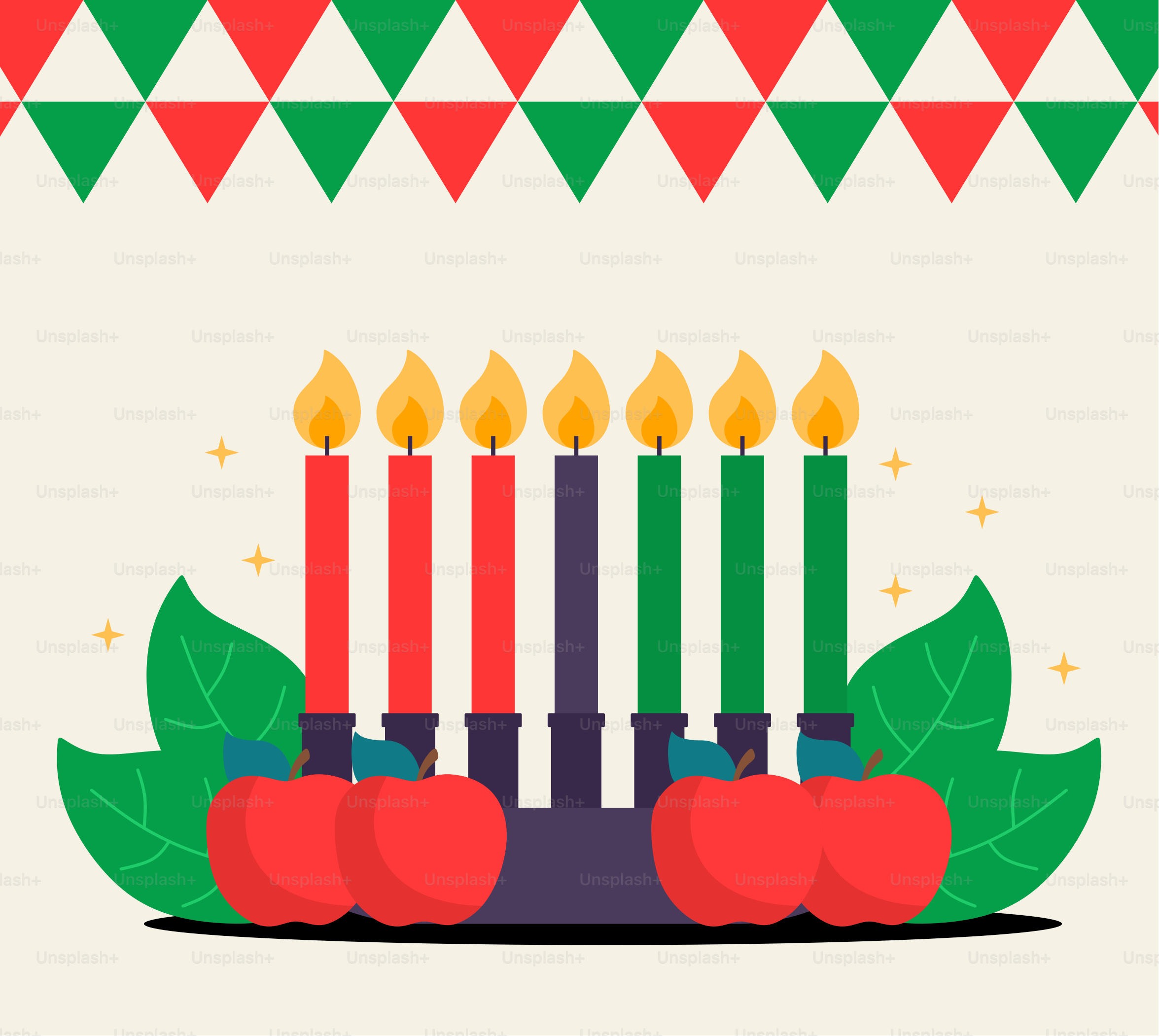 Eine Karte mit Kerzen und Äpfeln darauf