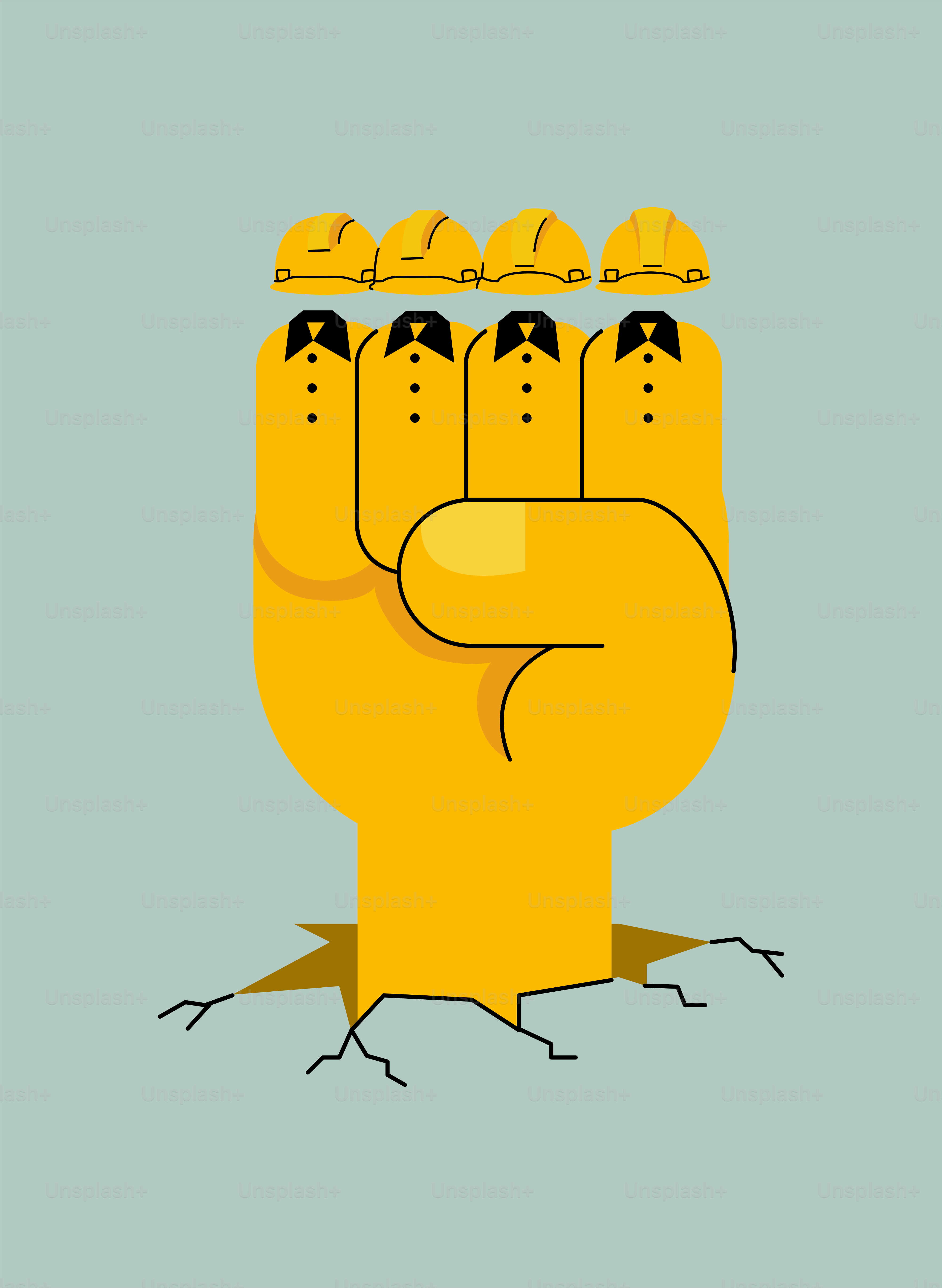 A yellow hand with five fingers raised up