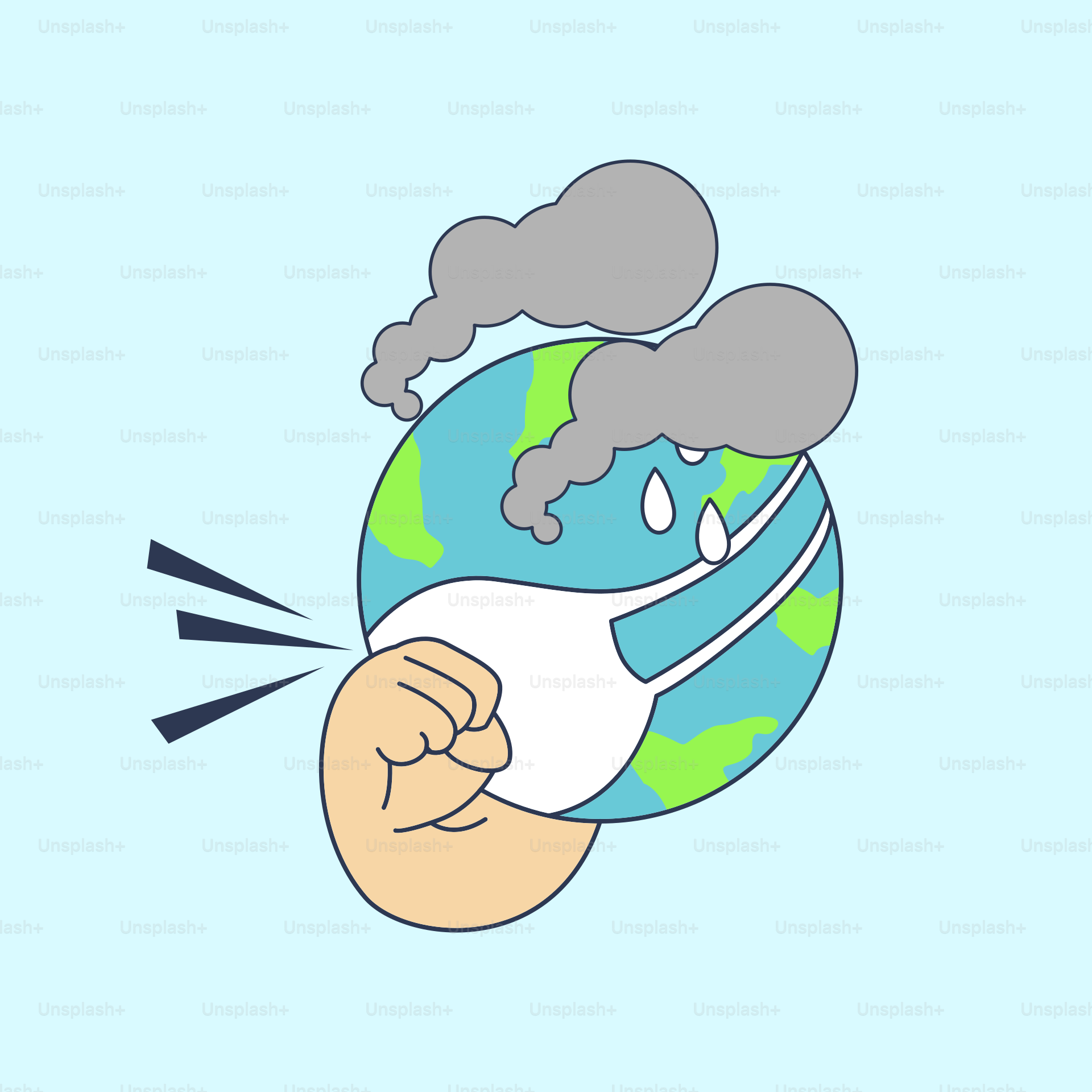 A hand holding a globe with smoke coming out of it