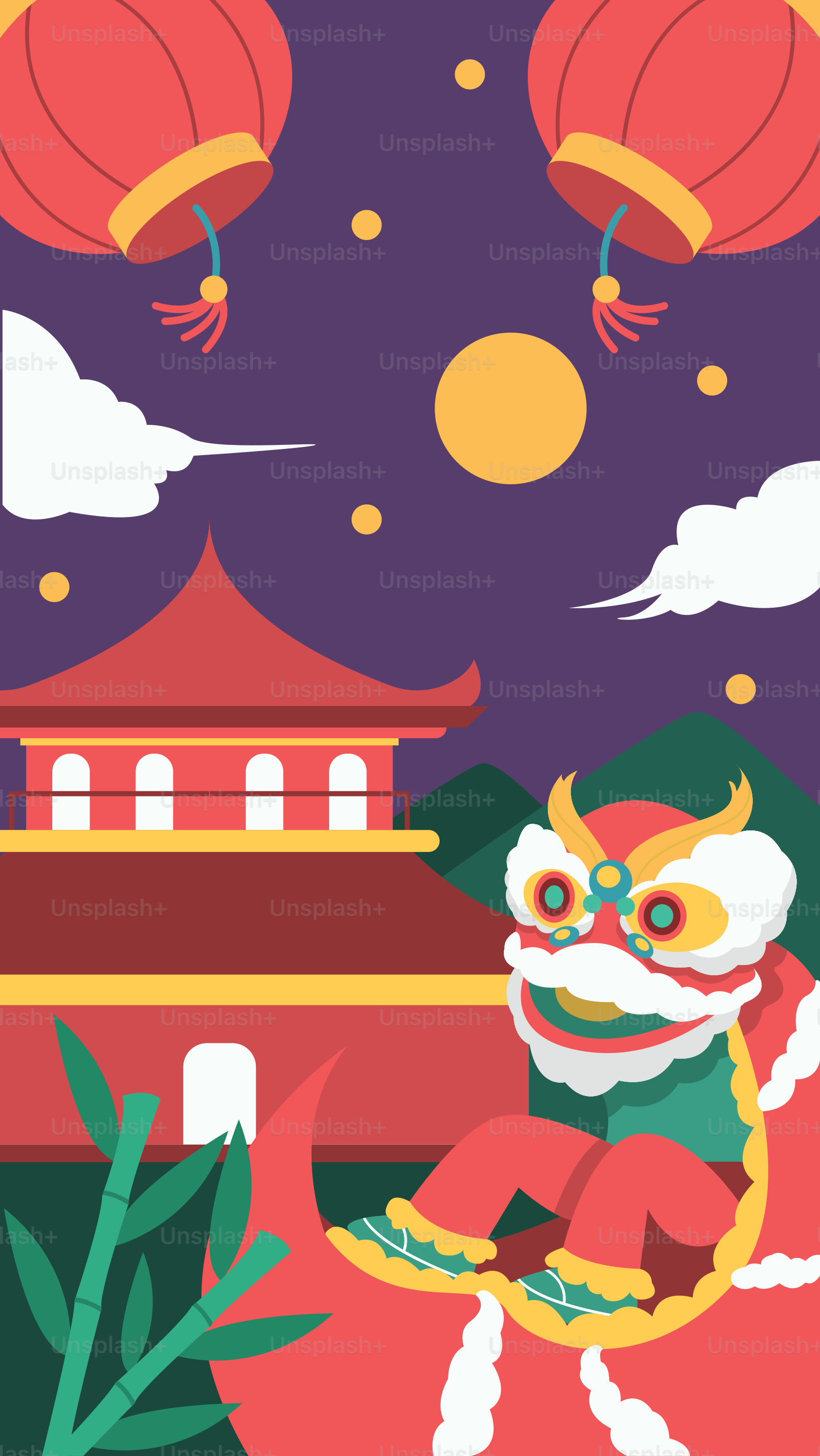 A dragon is sitting in front of a building