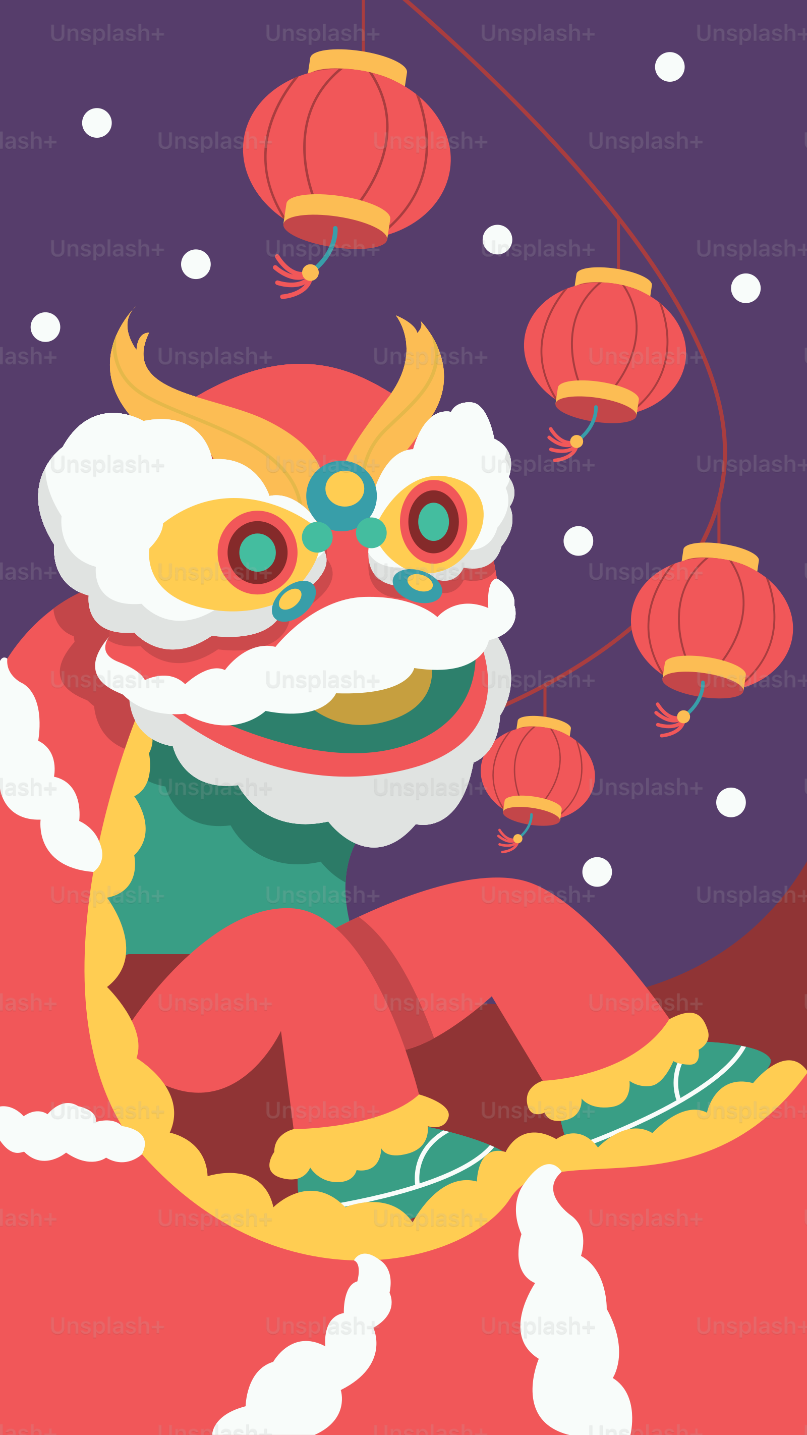 Un carácter chino con linternas en el fondo