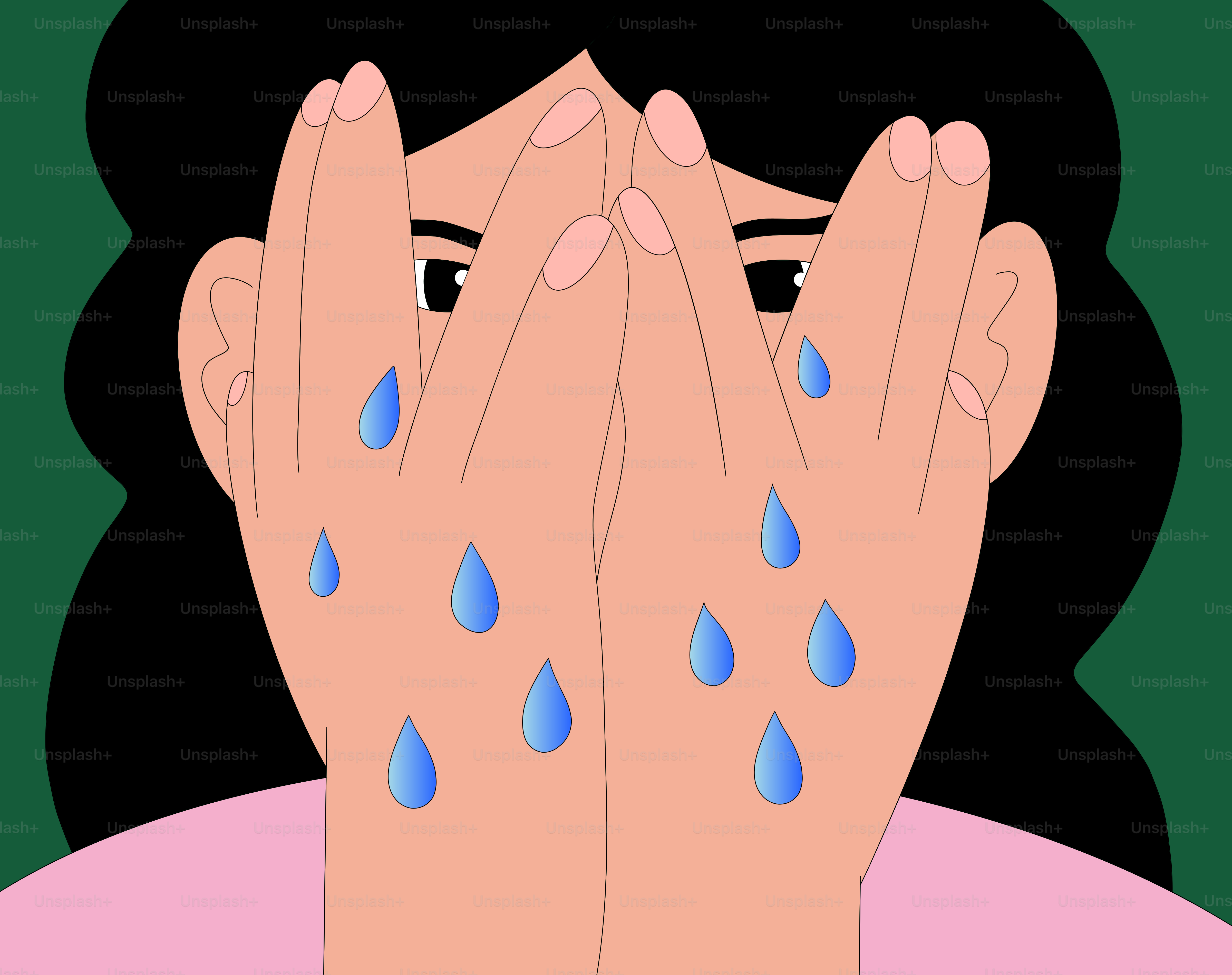 A woman covering her face with her hands