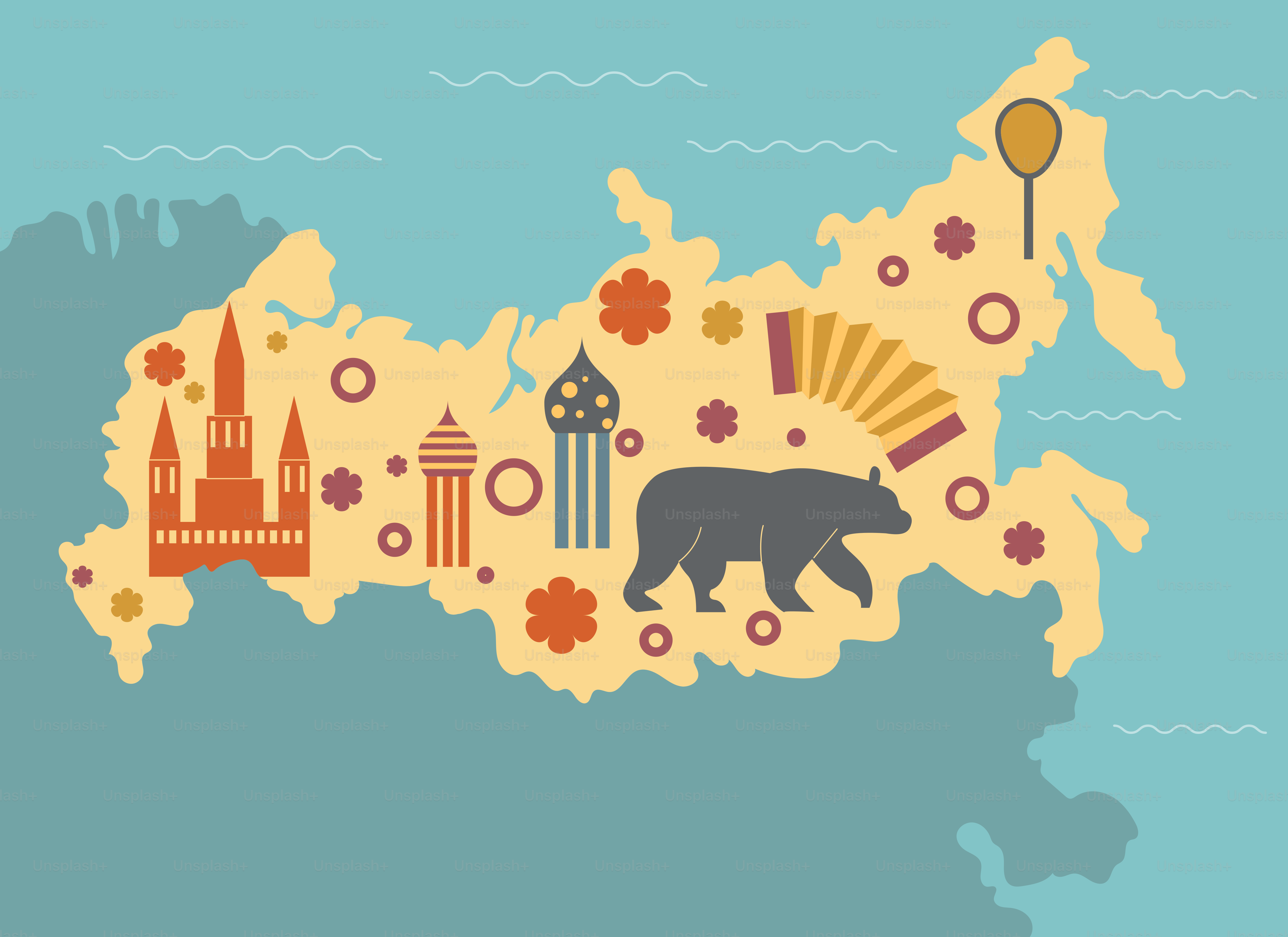 A map of the united states with a bear