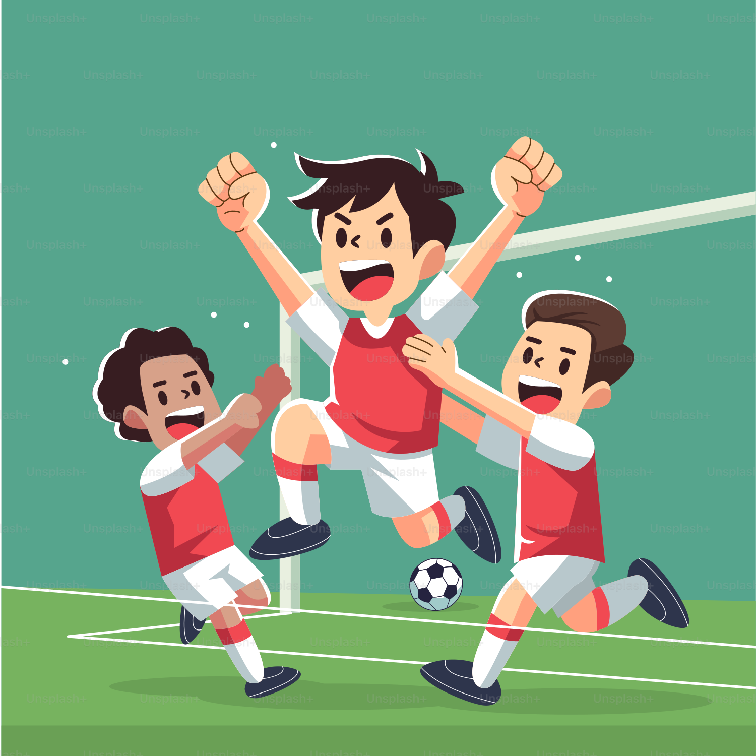 A group of young men playing a game of soccer