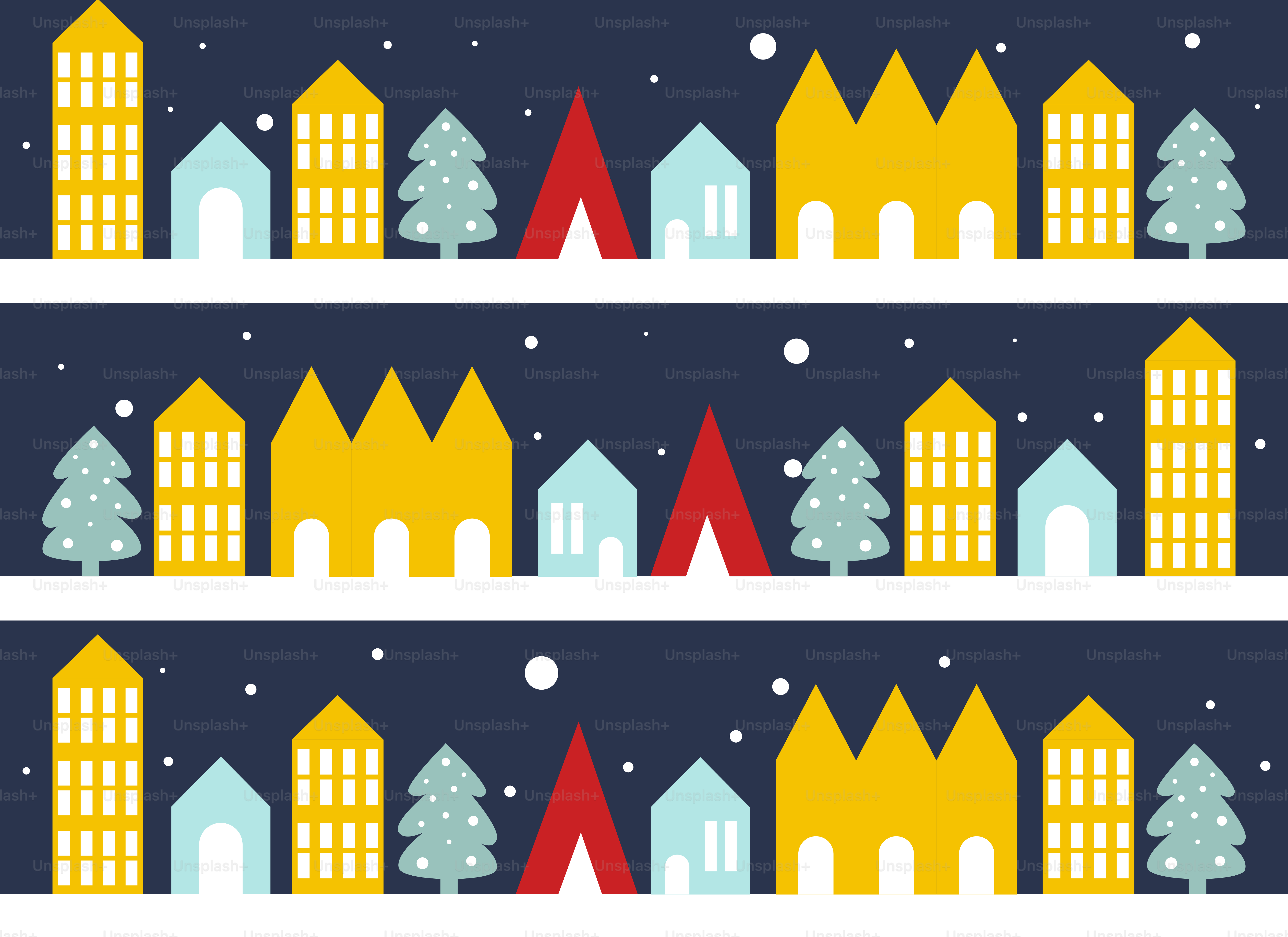 Une rangée de maisons avec des arbres et de la neige