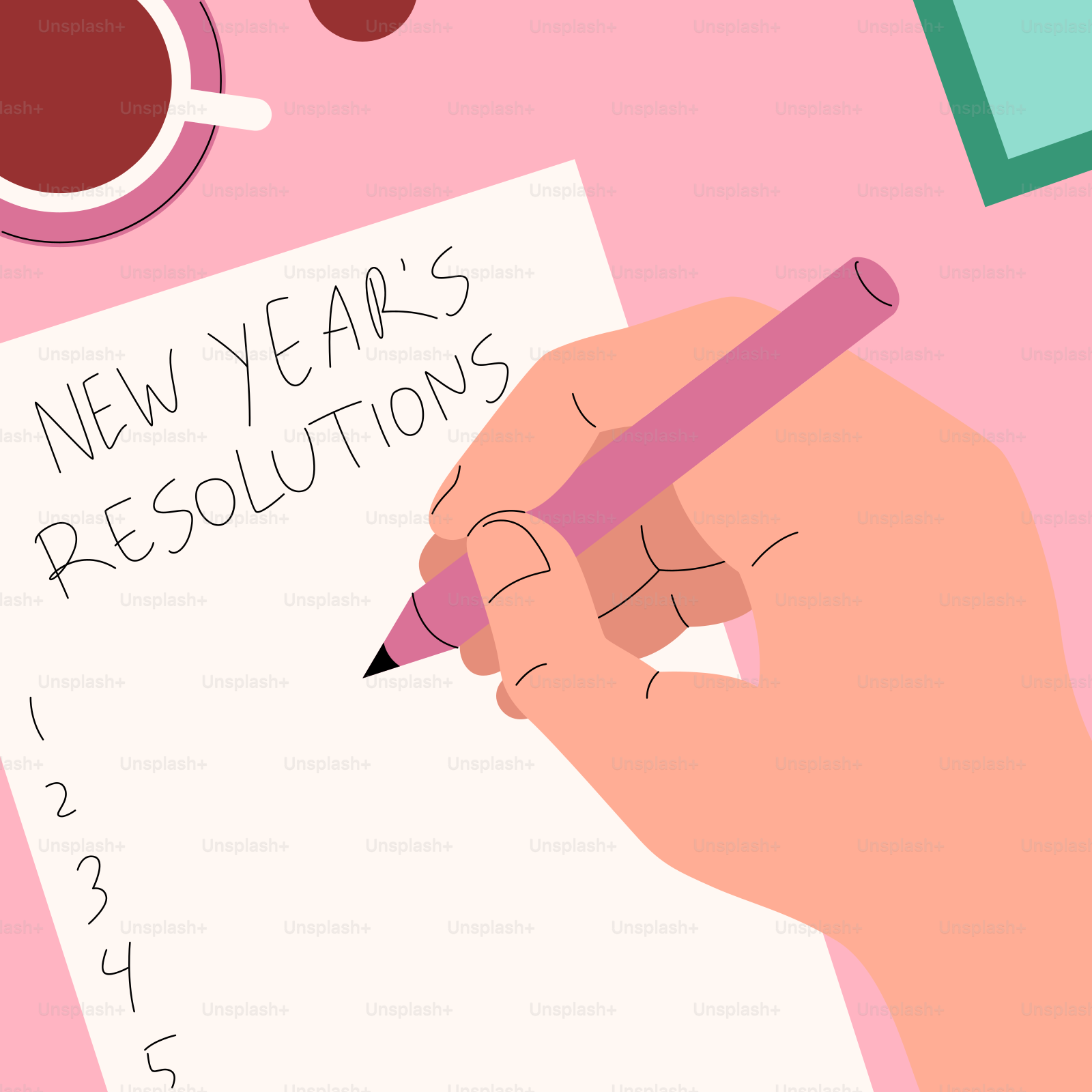 Une personne qui rédige une résolution du Nouvel An sur un bout de papier