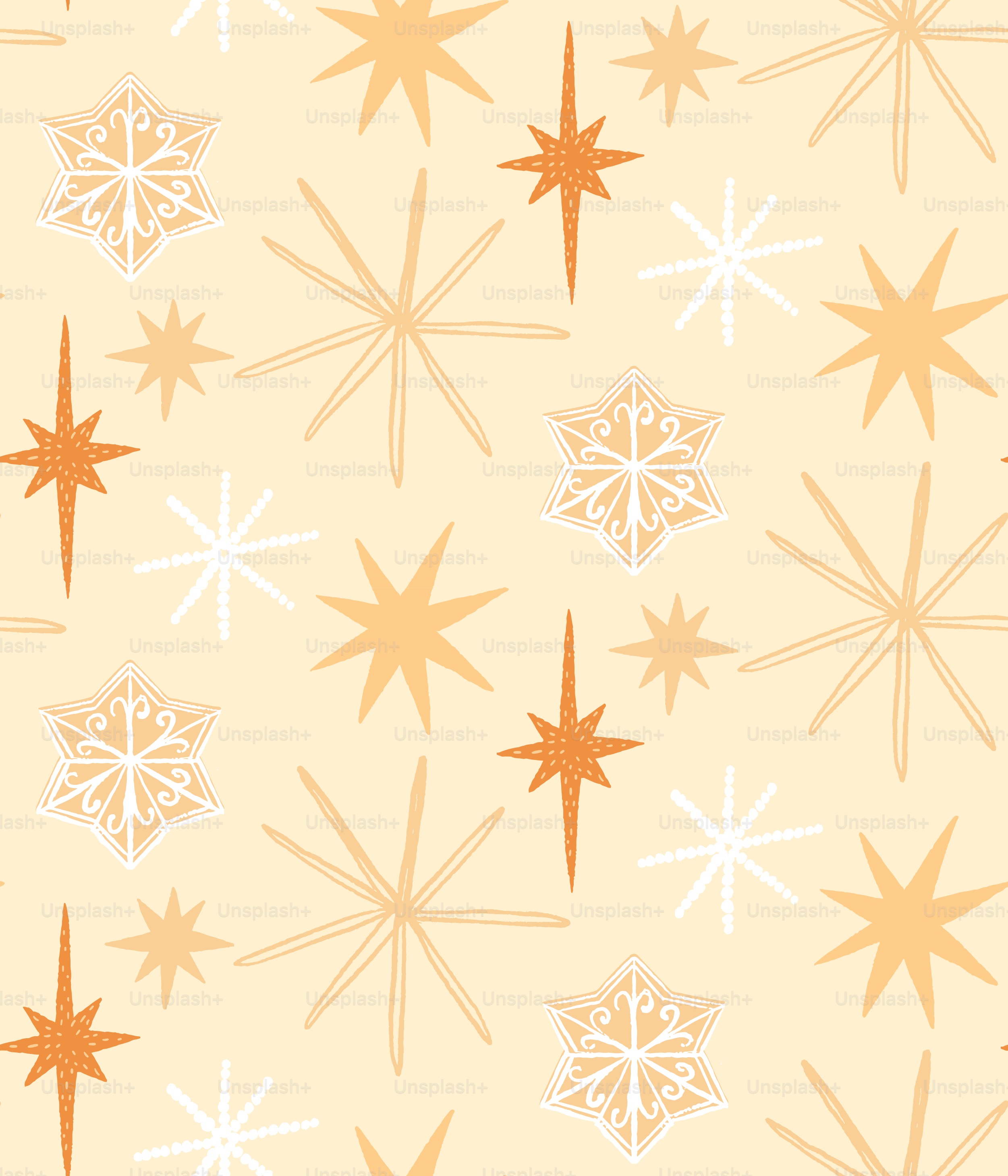 A pattern of stars on a yellow background
