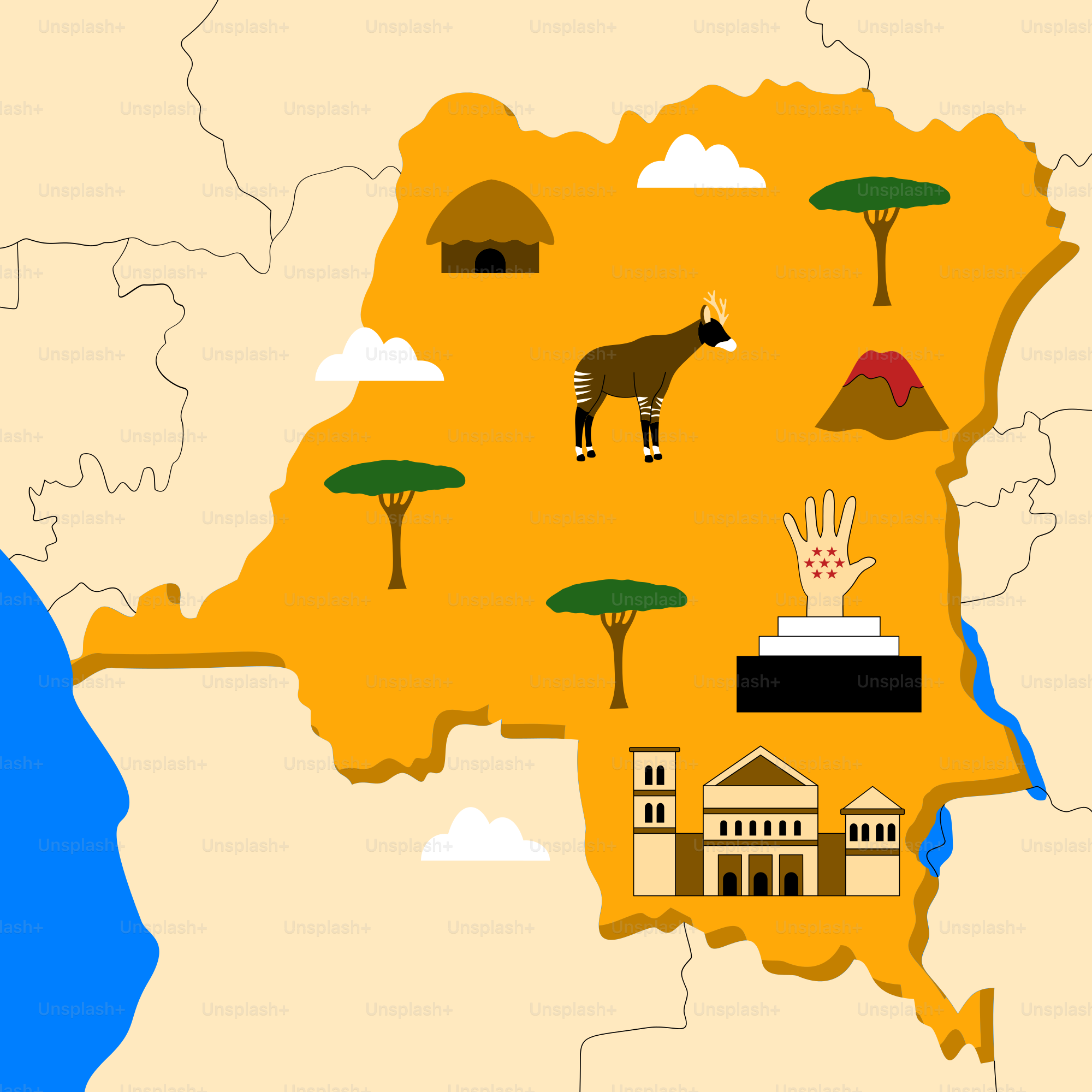 Un mapa del país de Sudáfrica