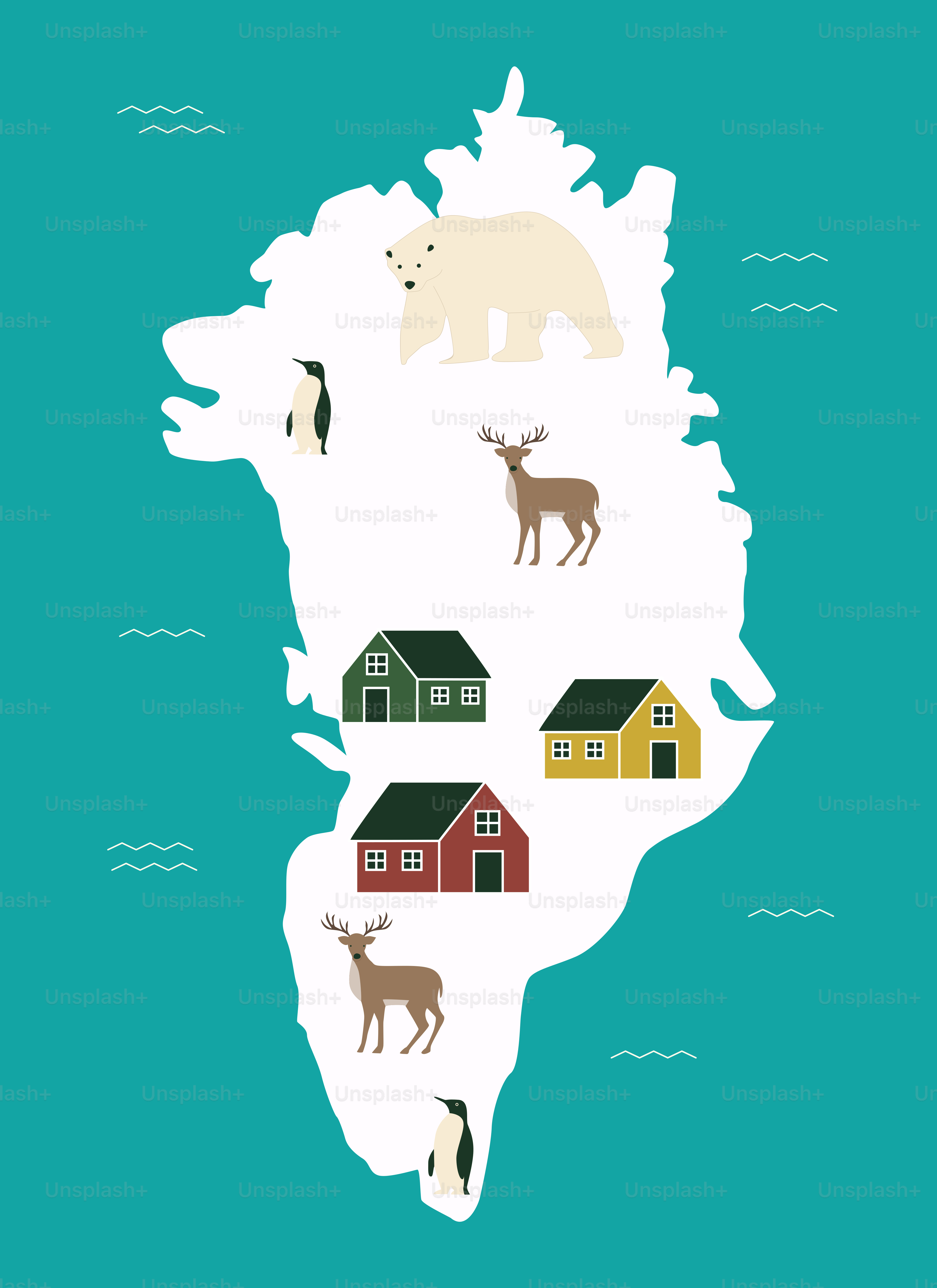A map of the united states with animals