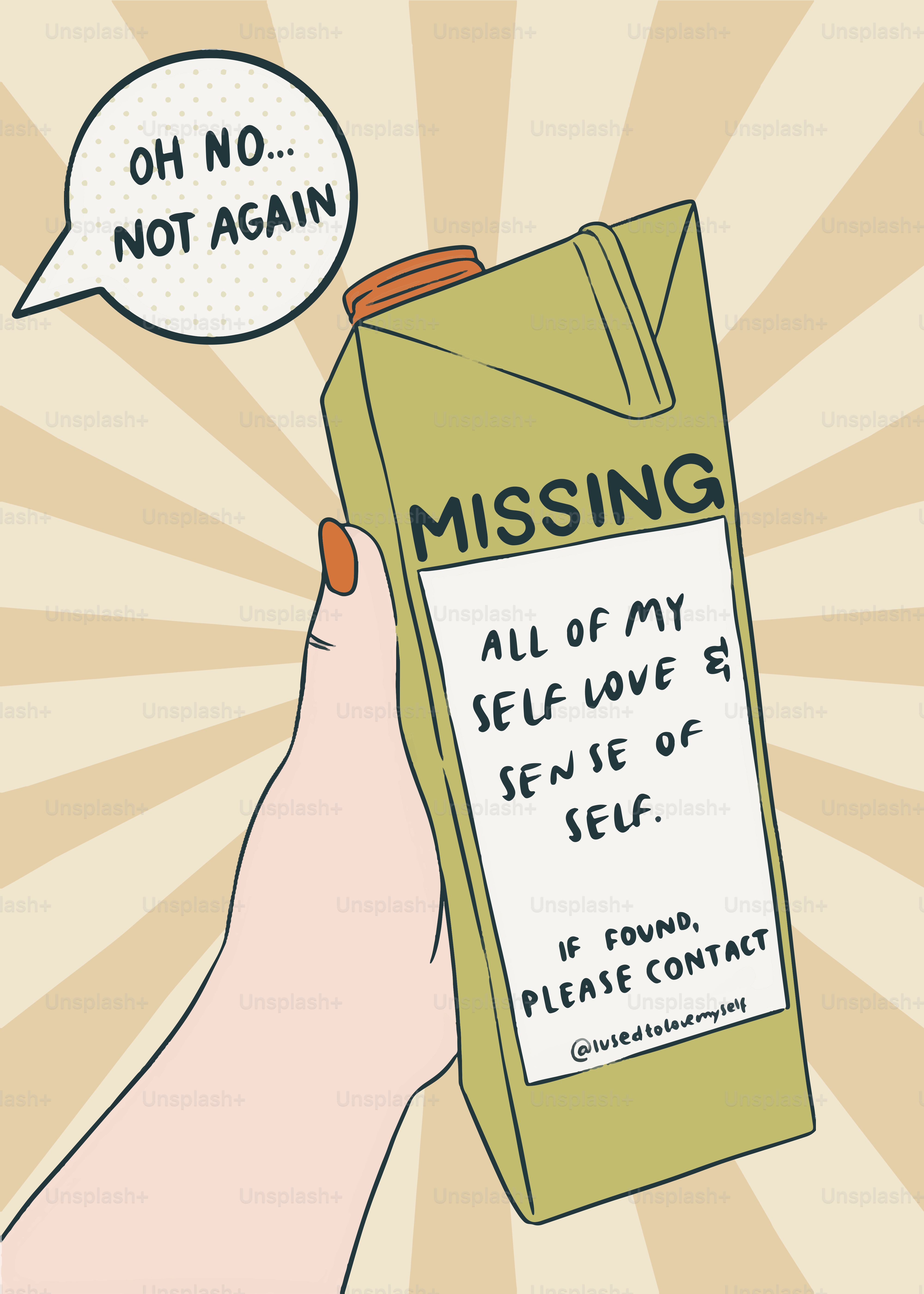 A hand holding a carton of missing milk