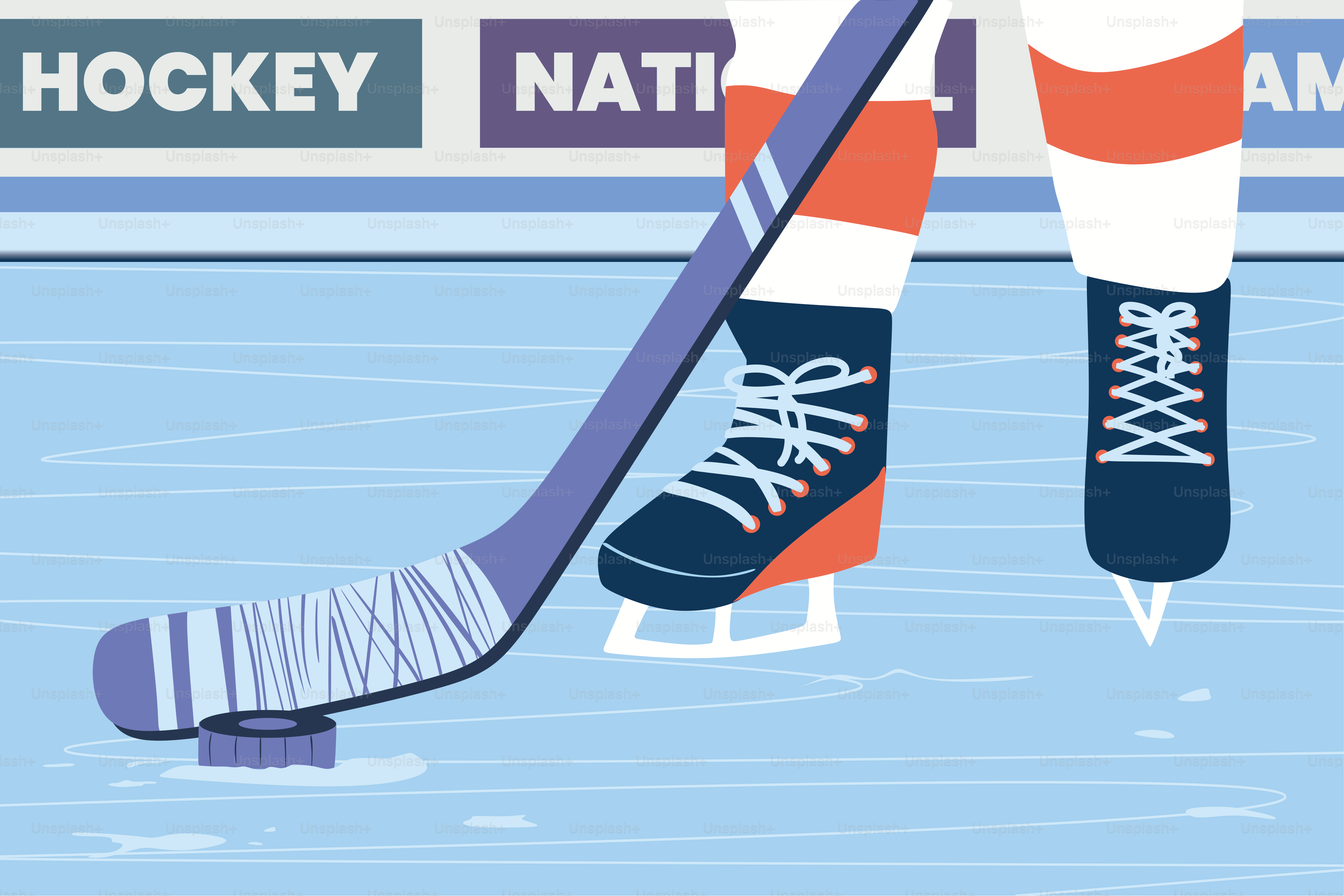 An illustration of a hockey player with a hockey stick