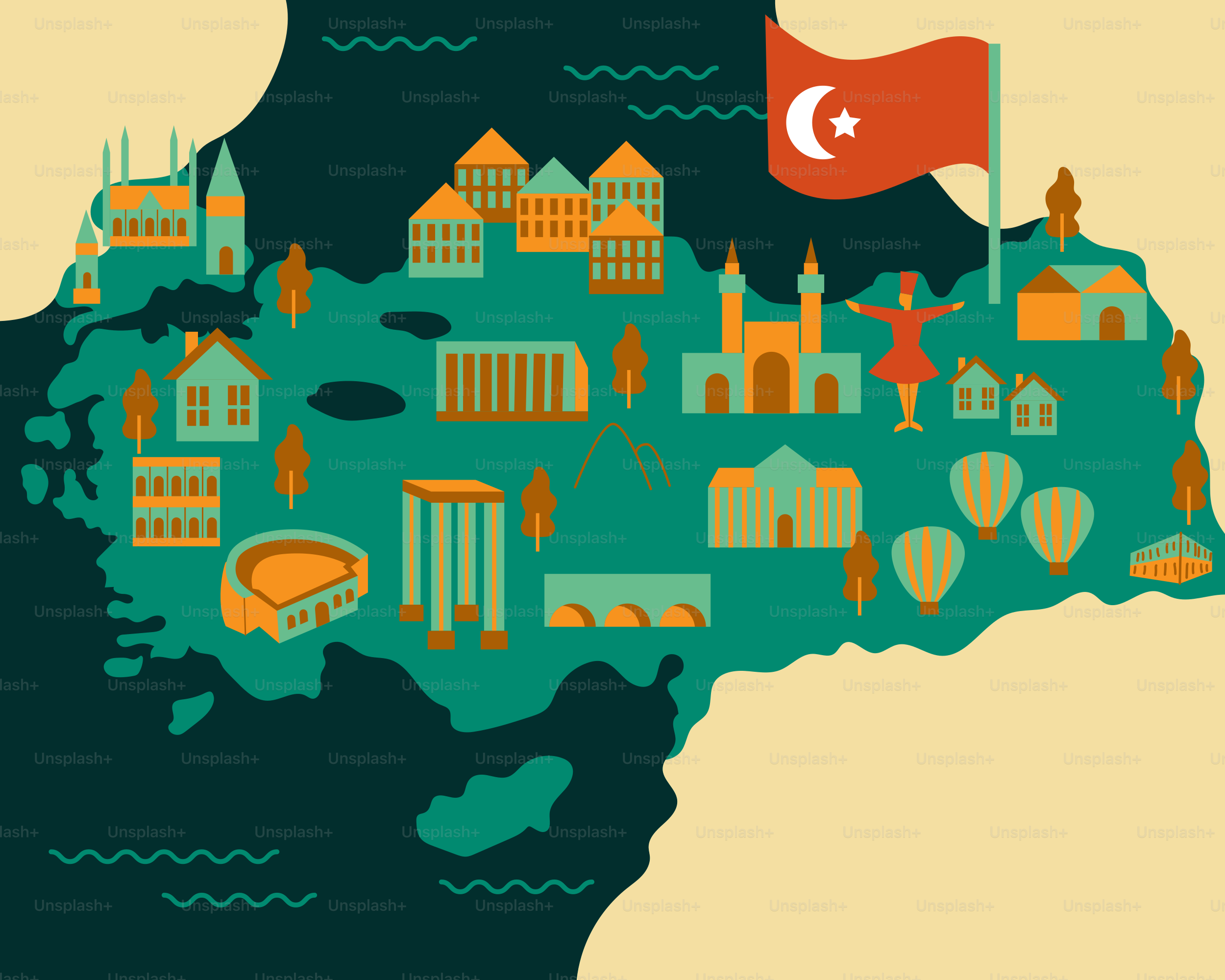 Eine Landkarte von Indien mit einer Flagge darauf