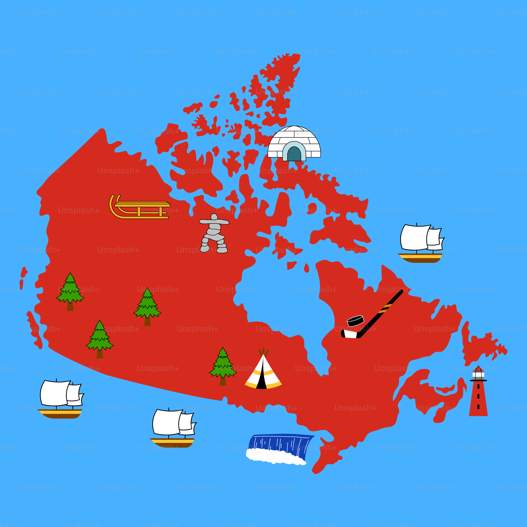 A map of canada with a lot of different things on it