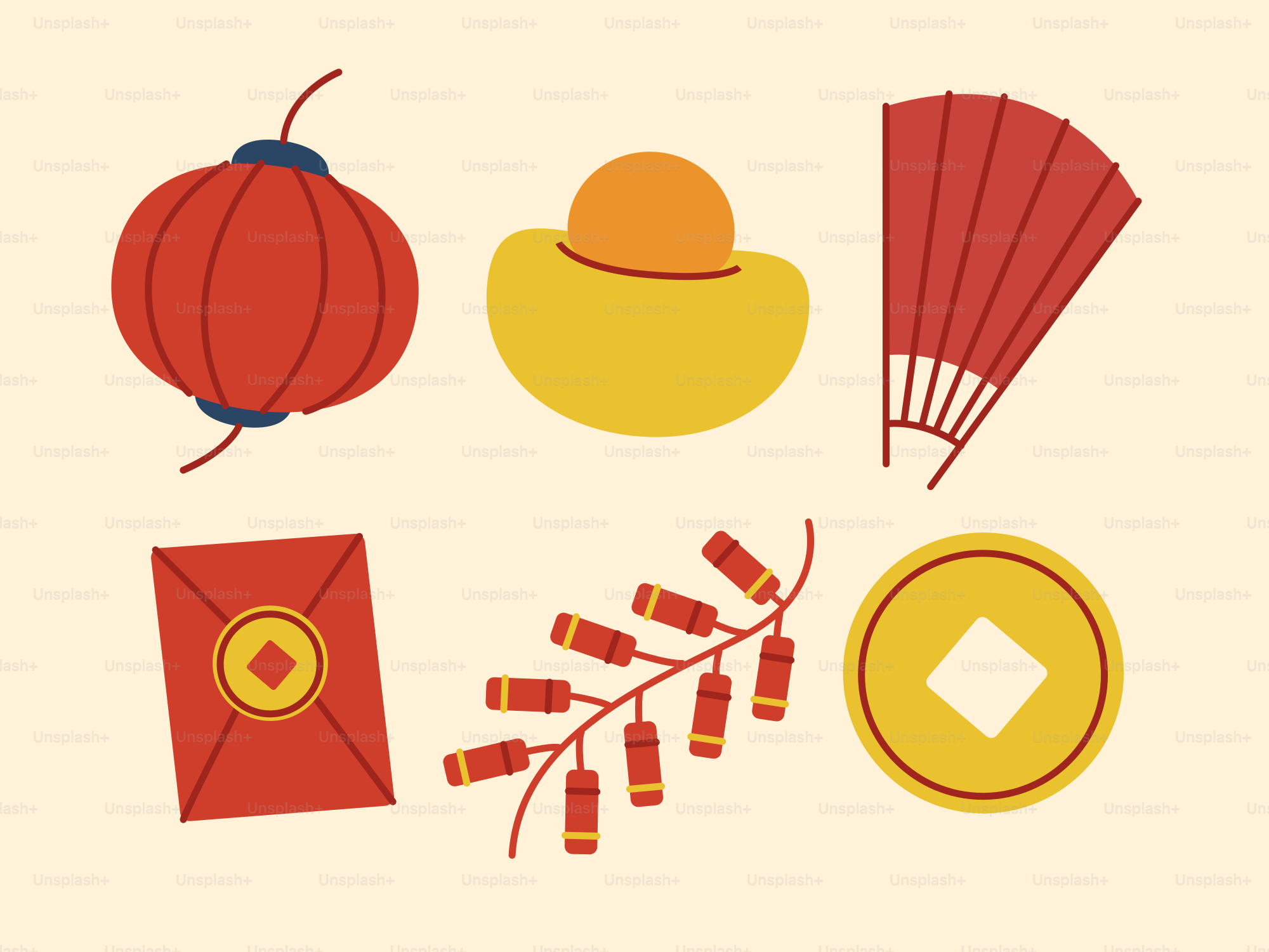 A card with a picture of a hat, umbrella, and other items