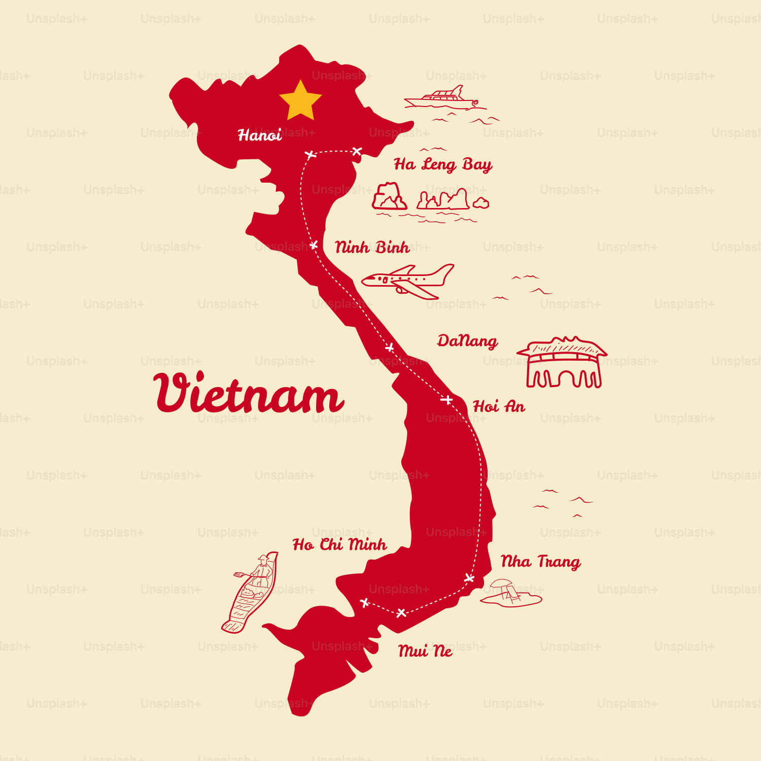 A map of the country of vietnam