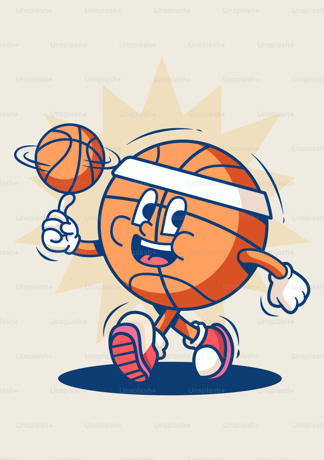 A cartoon basketball player with a basketball in his hand