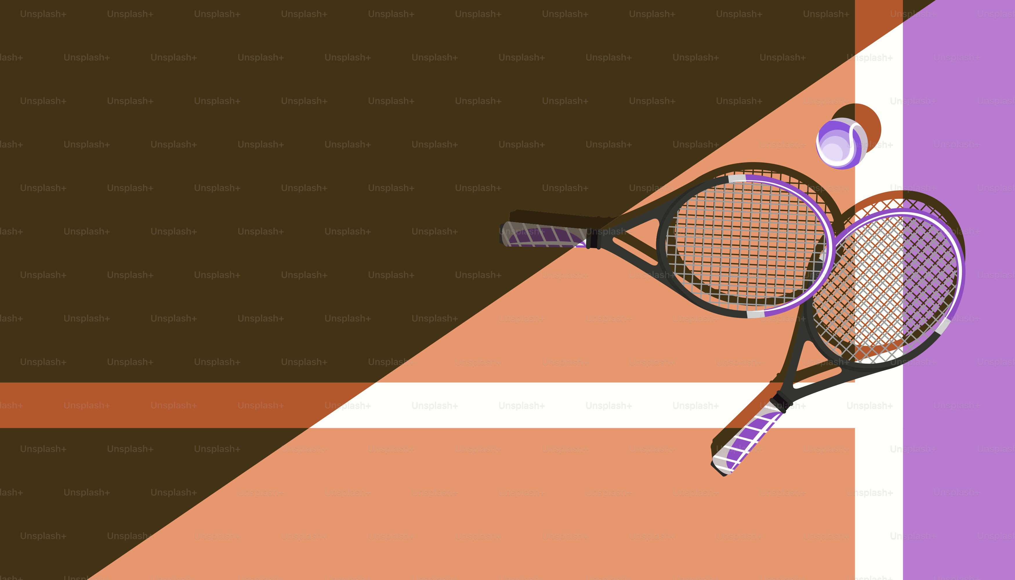 Two tennis racquets on a tennis court