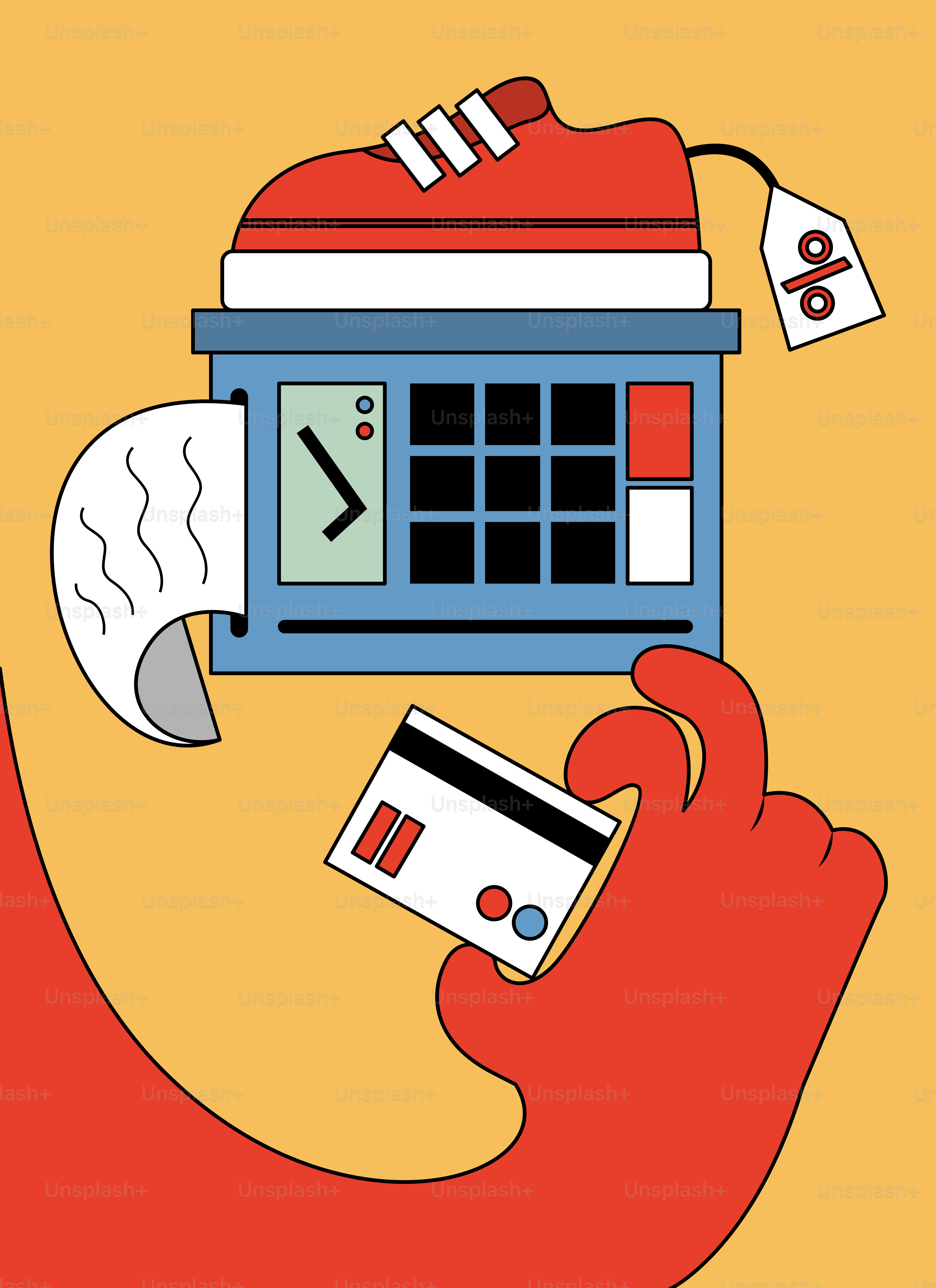 A hand holding a credit card and a phone