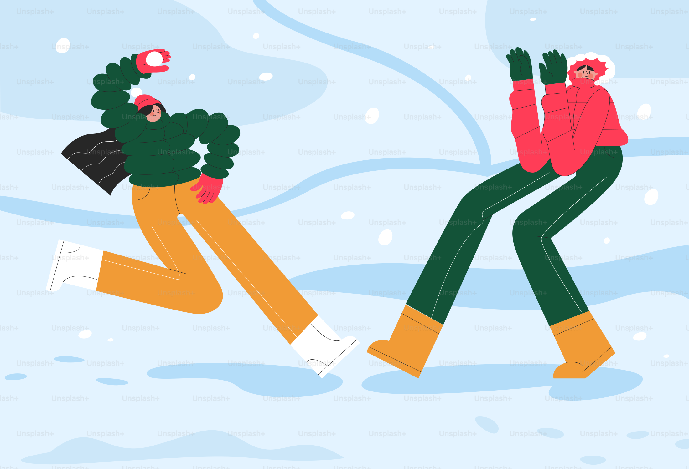 A couple of people that are in the snow