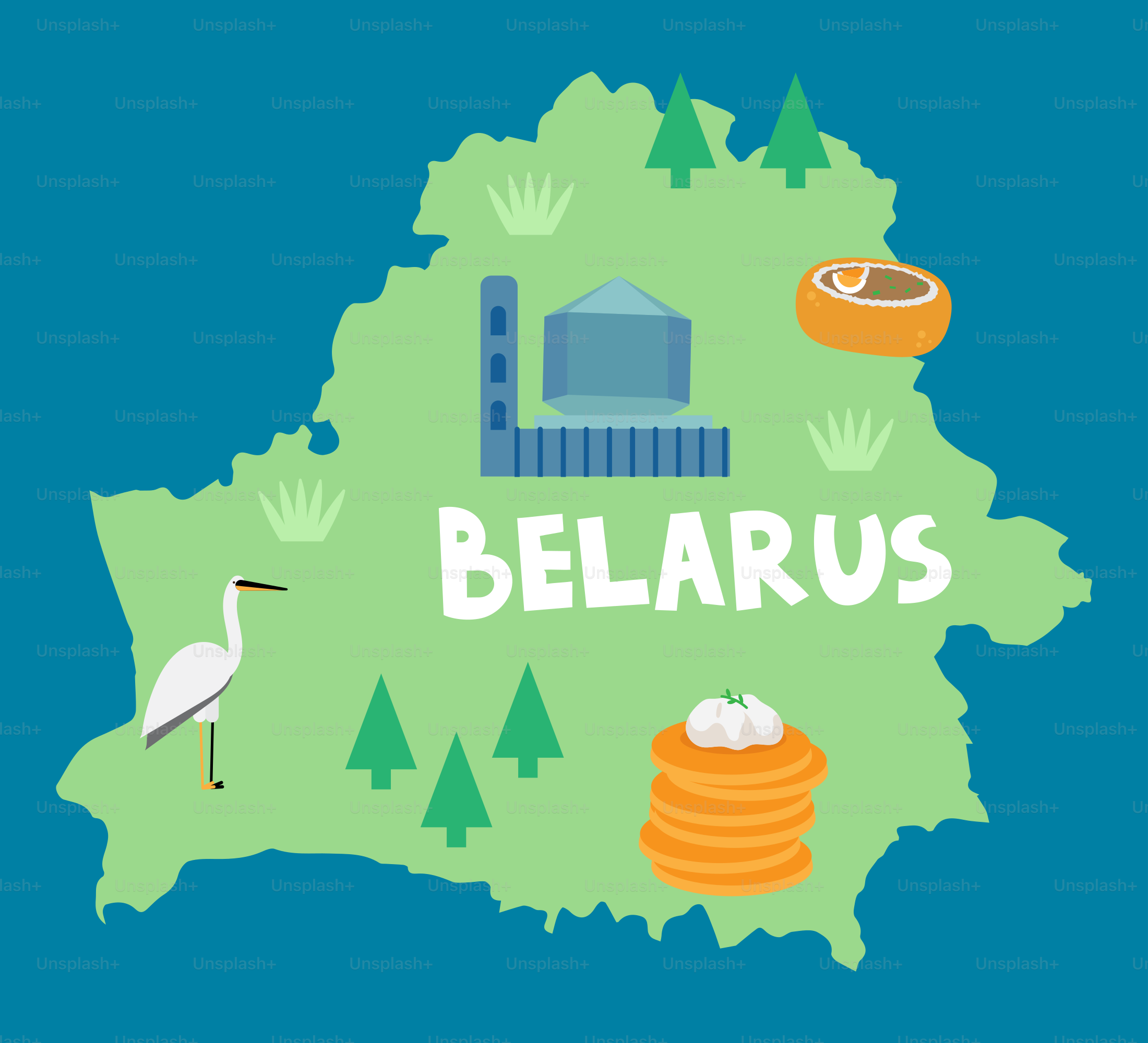 Une carte du pays de Biélorussie