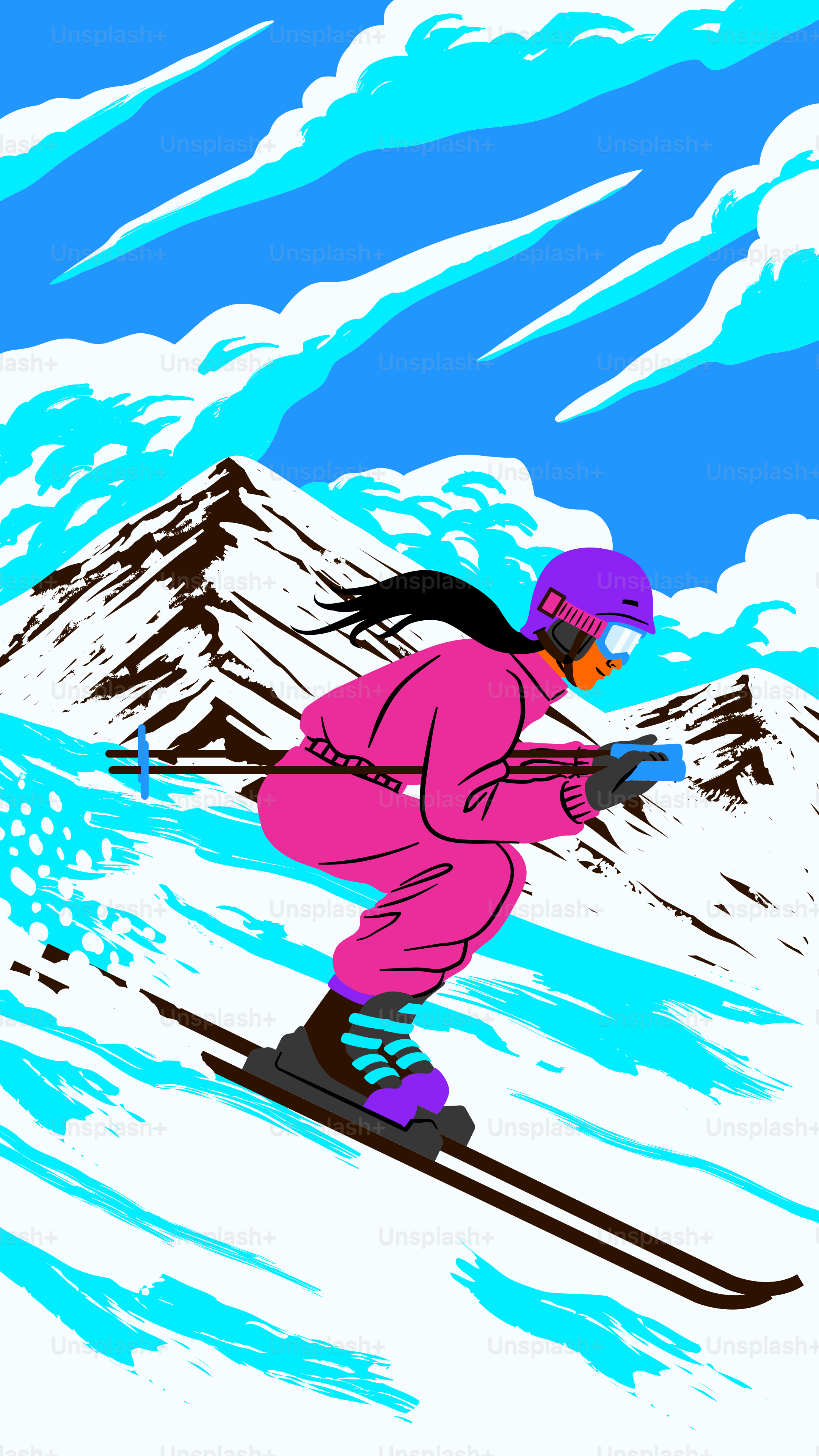 Uma pessoa esquiando descendo uma encosta coberta de neve