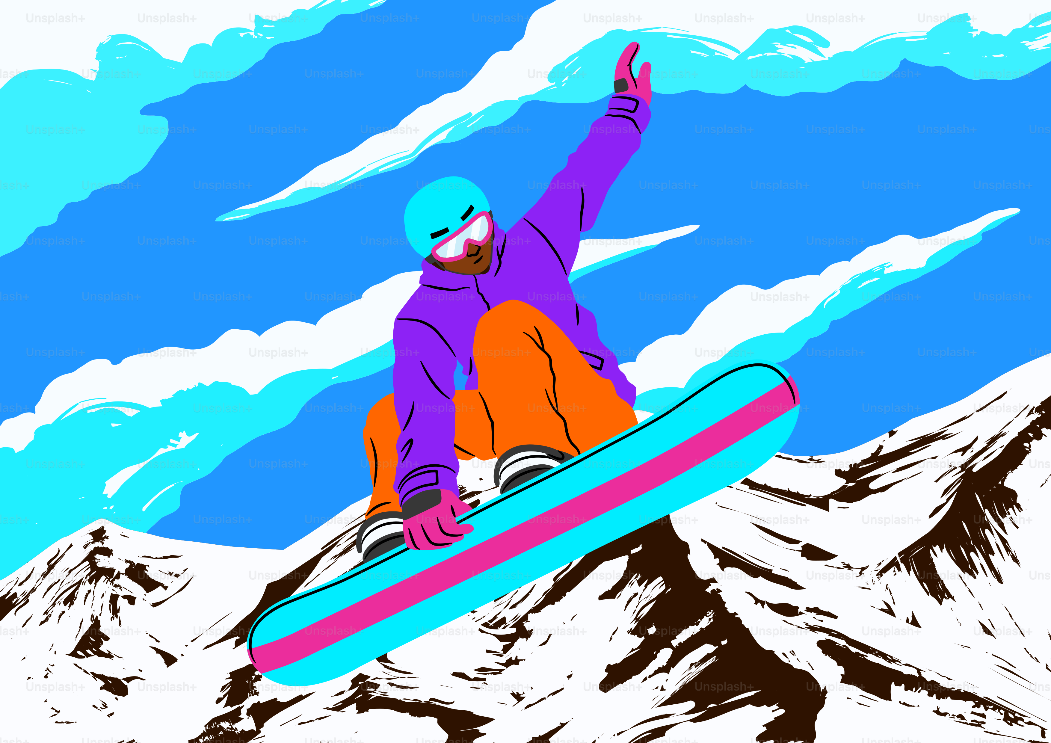 Una persona en una tabla de snowboard saltando en el aire