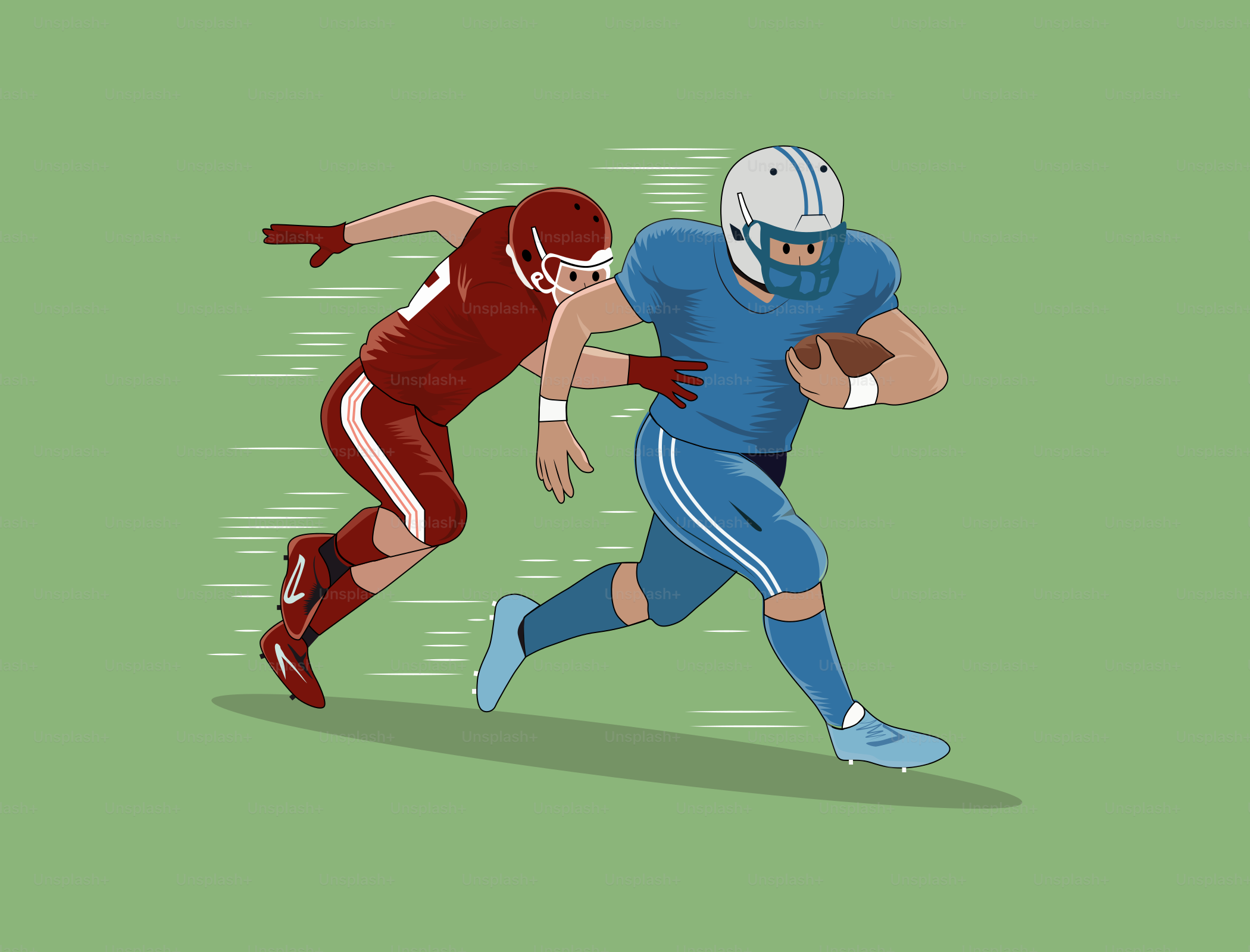 A football player is running with the ball