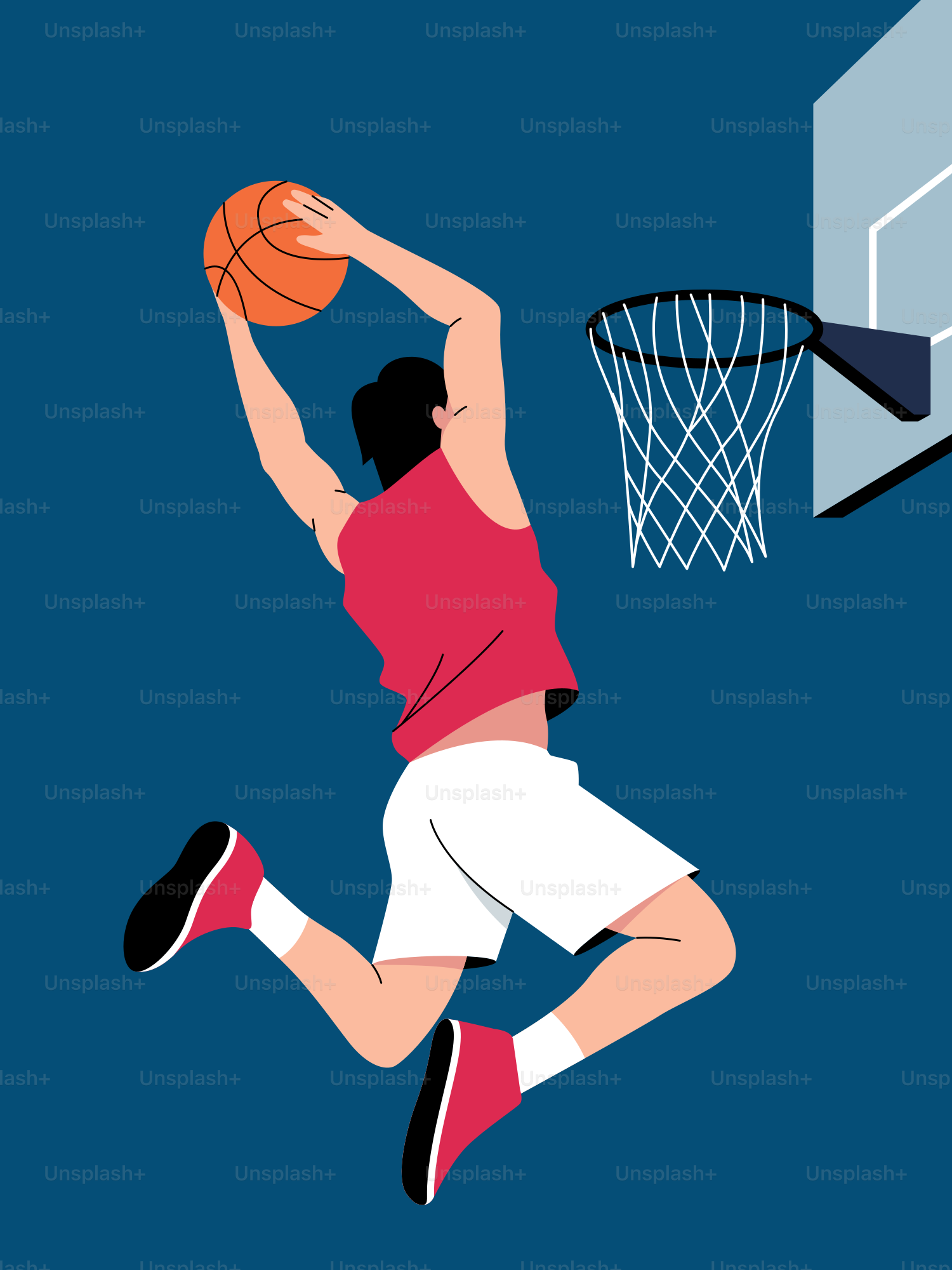 Un joueur de basket-ball plonge un ballon de basket dans le panier  vectoriel – Image de Équipe sur Unsplash, image size:3000x4000