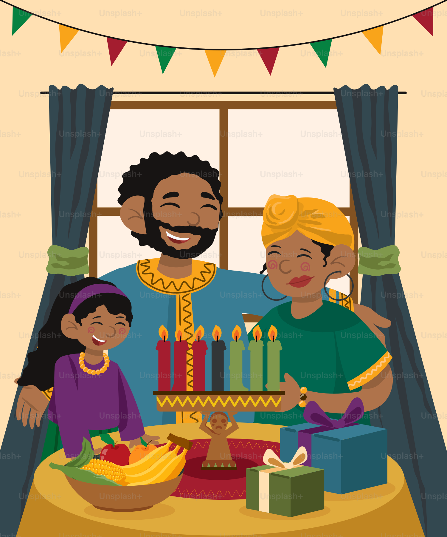 A family celebrating a birthday with a cake