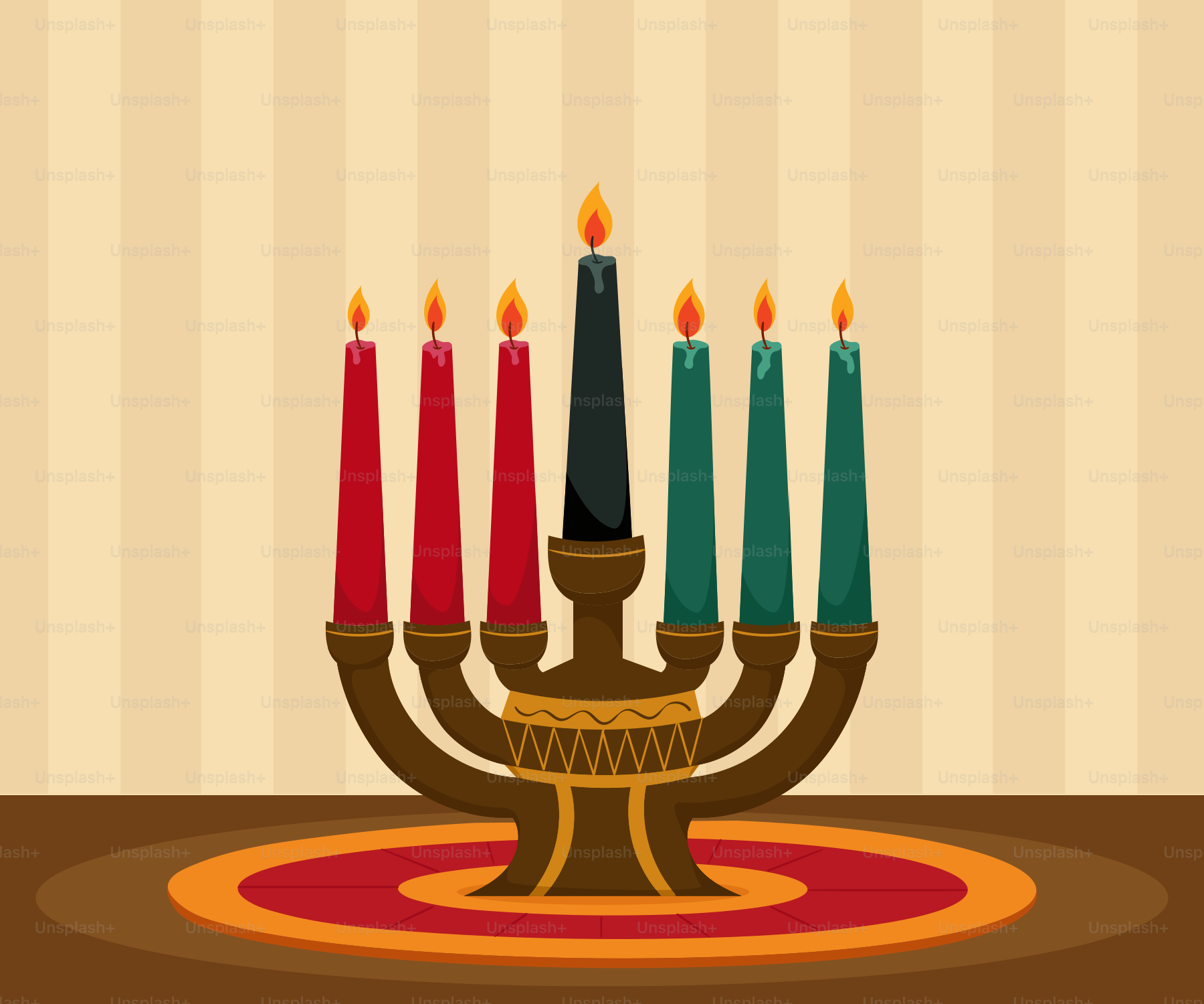 A hanukkah menorah with lit candles