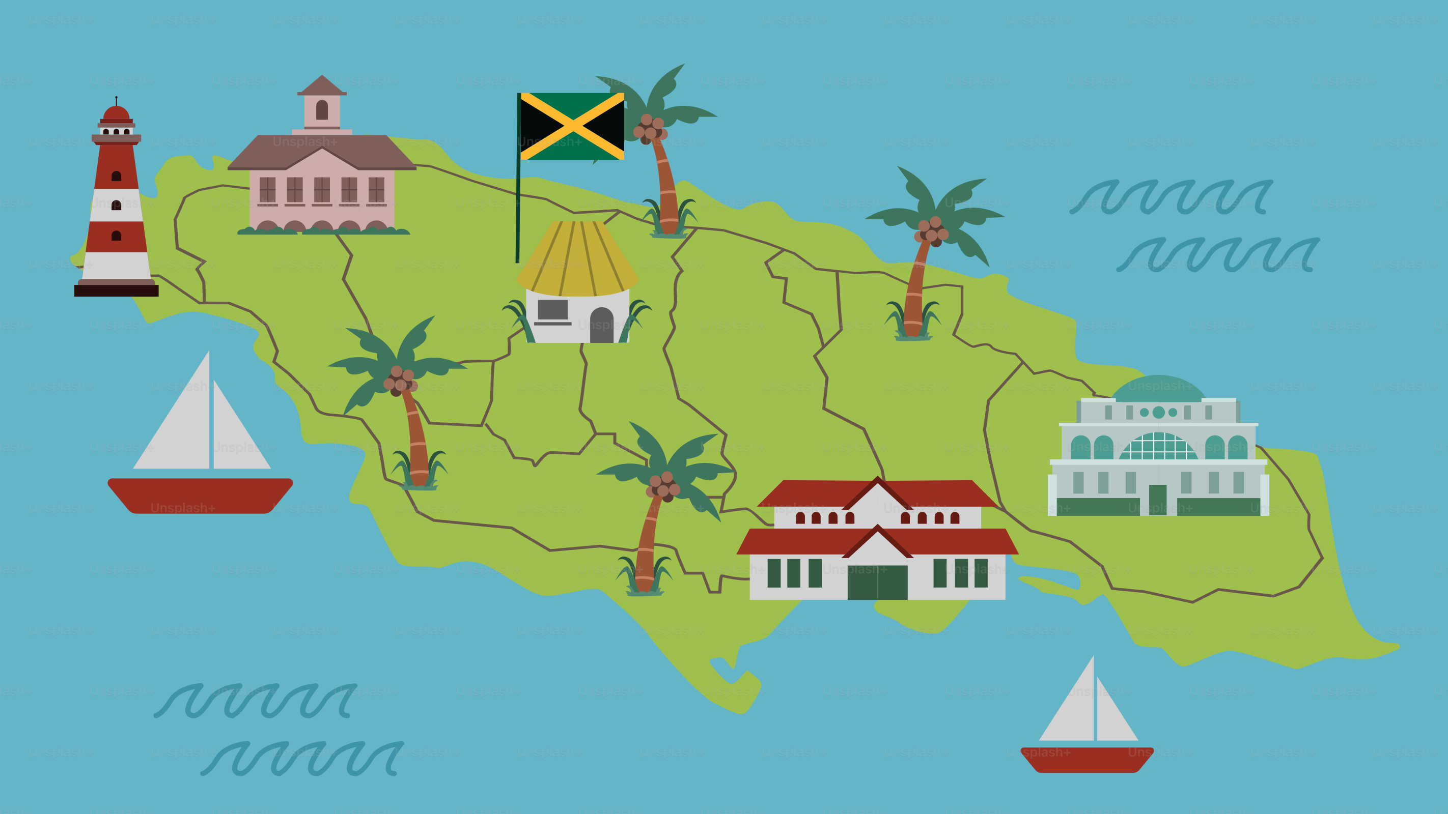 A map of the island of jamaica