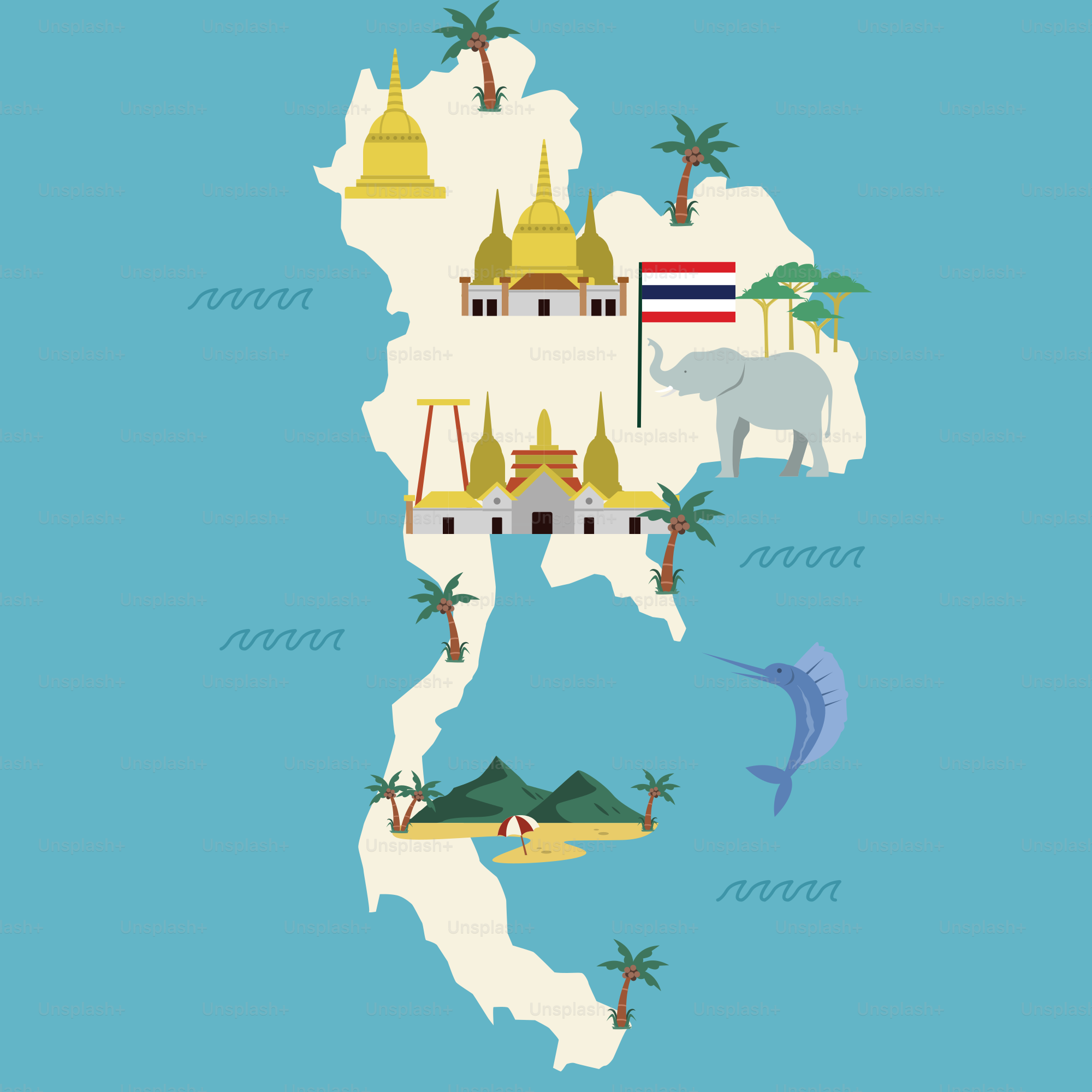 Un mapa del país de Tailandia