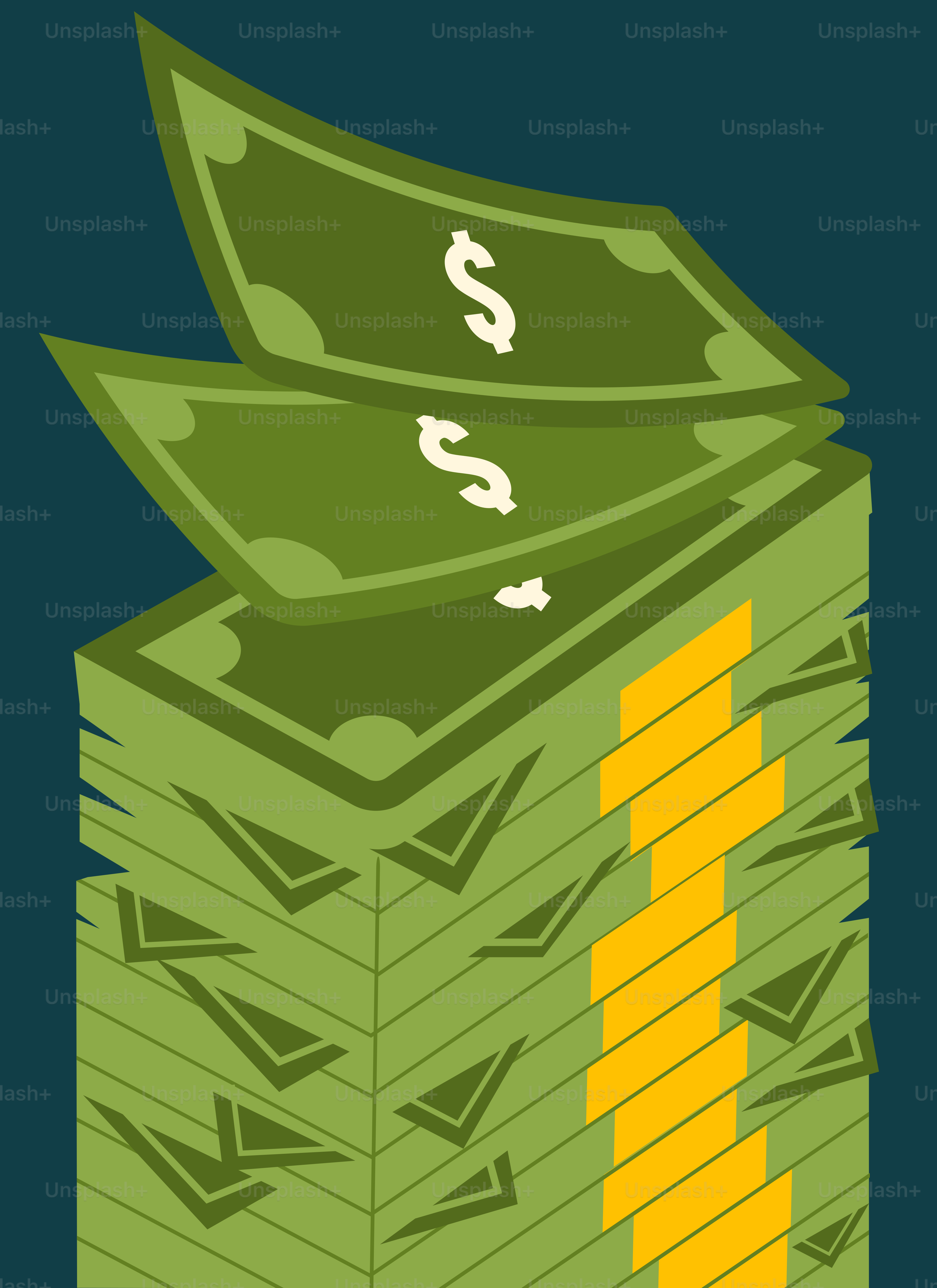 A stack of money sitting on top of each other