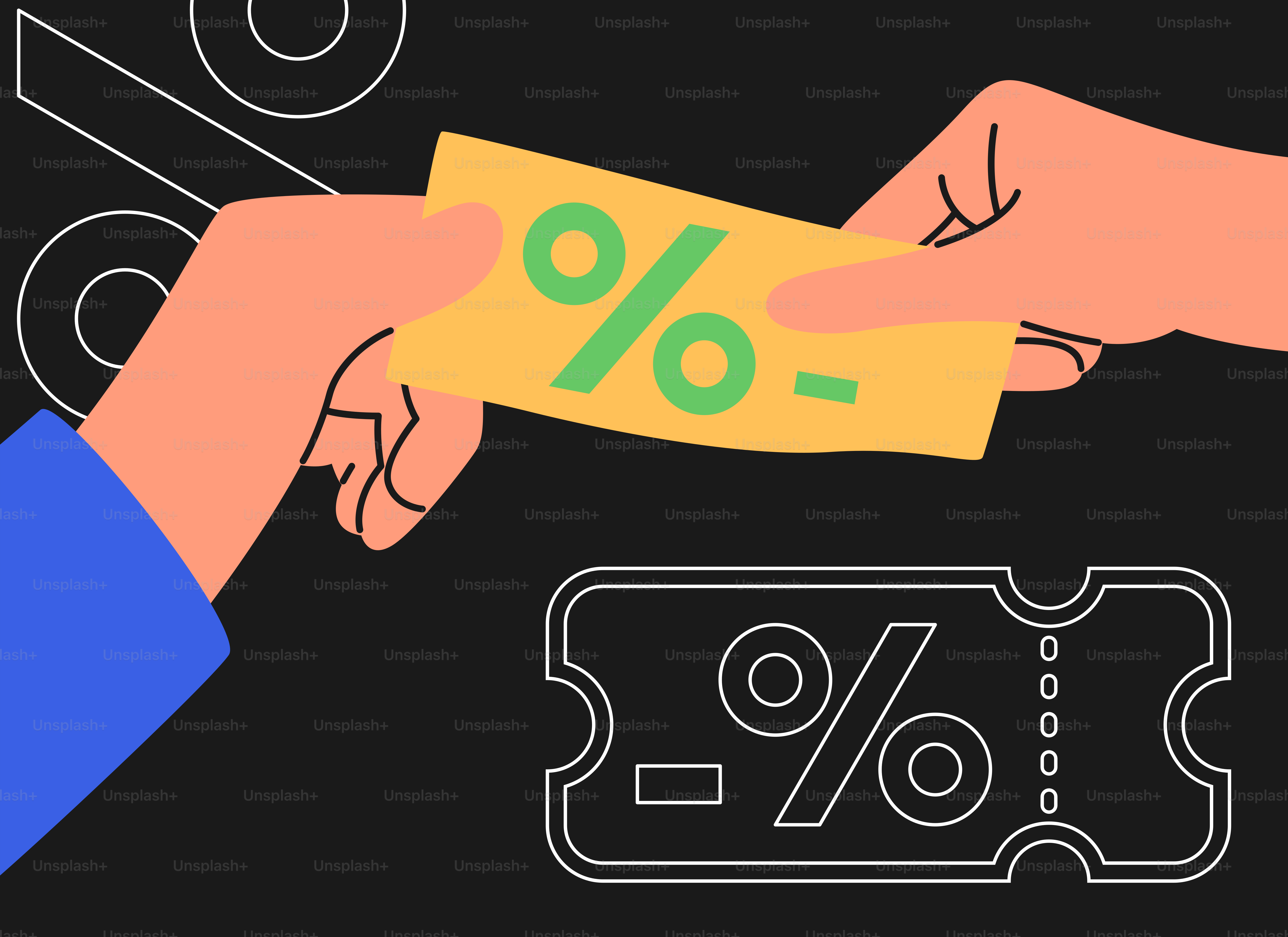 A hand holding a piece of paper with a percentage sign on it