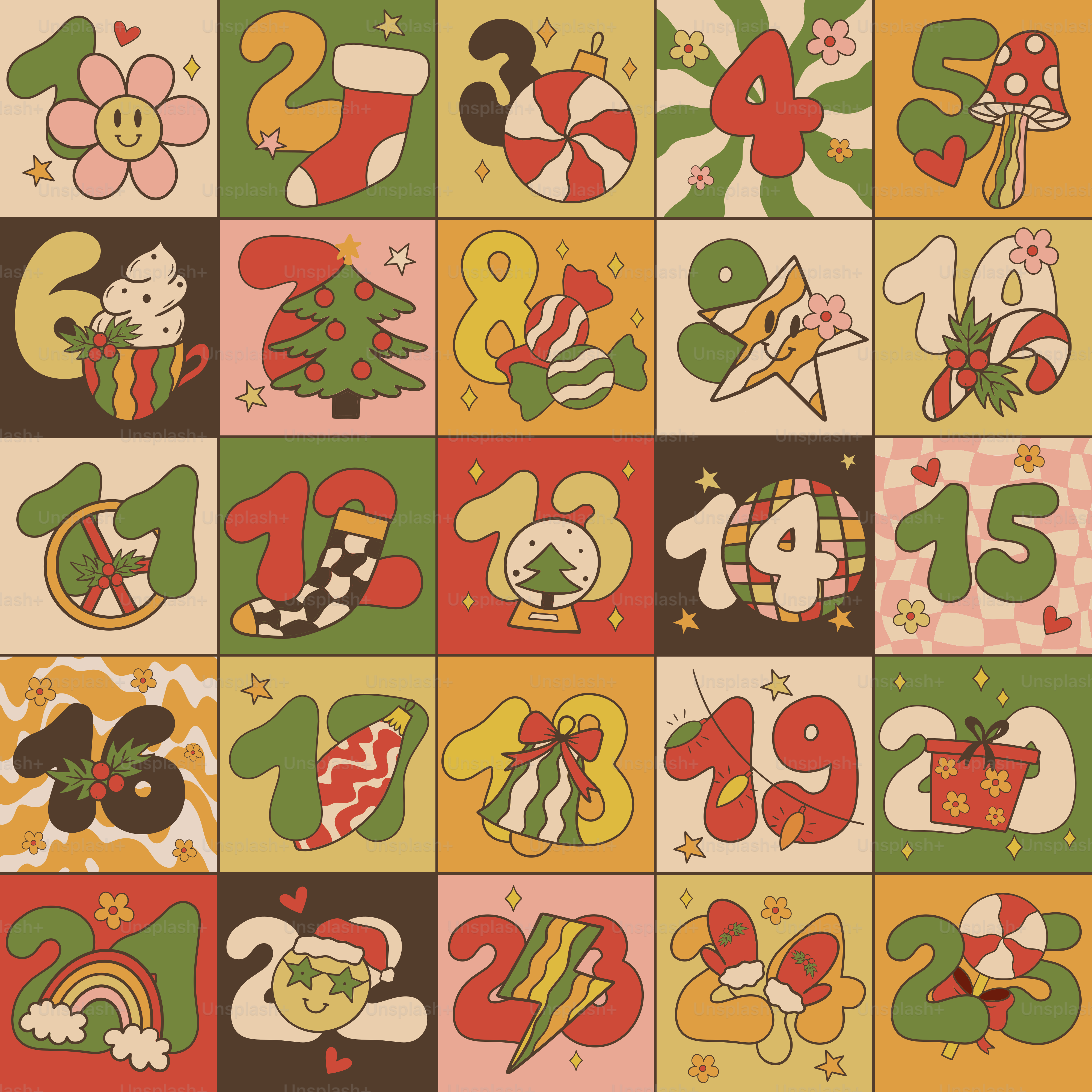 A large number of numbers on a checkered background