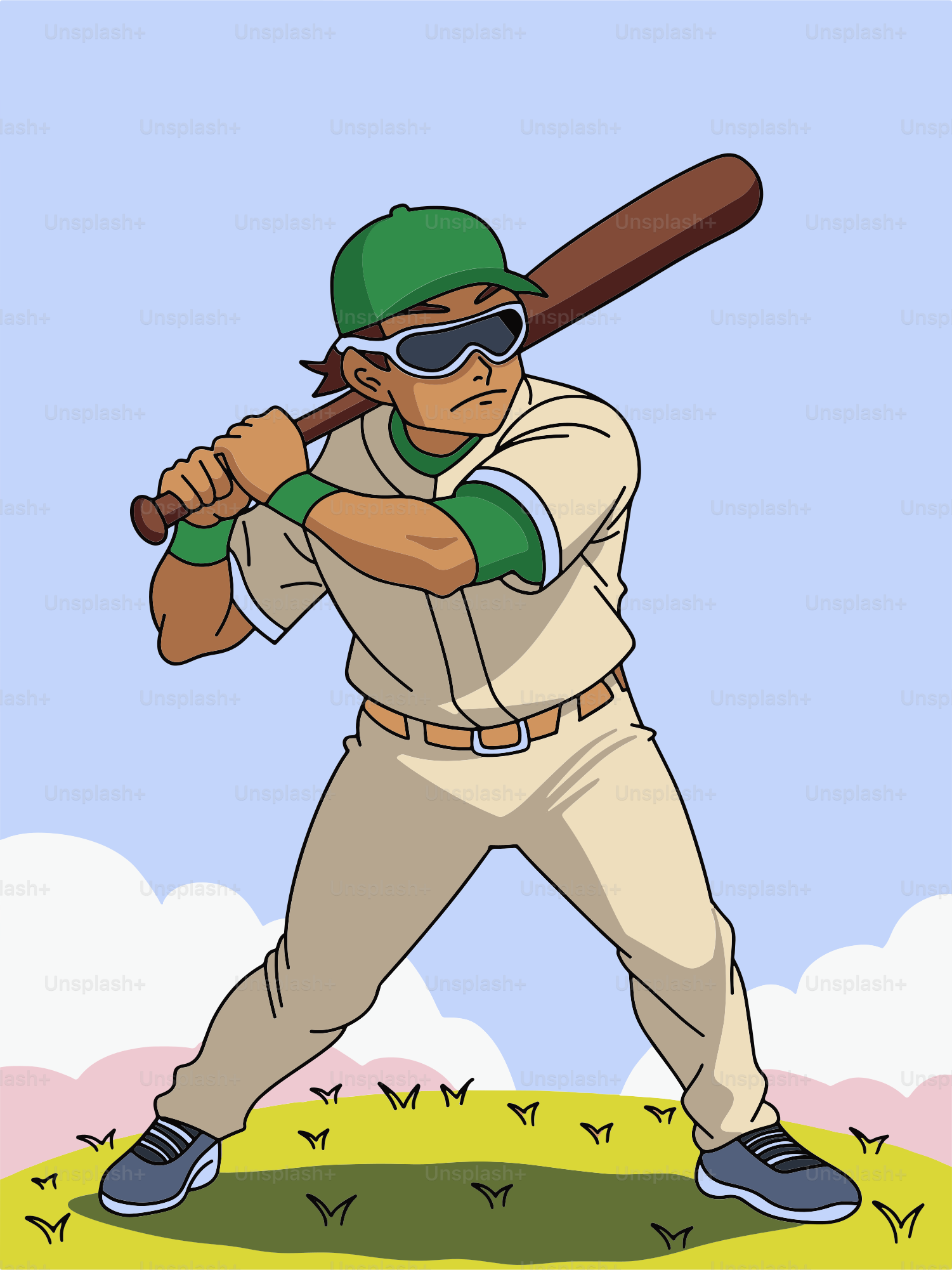 バットを持つ野球選手の漫画