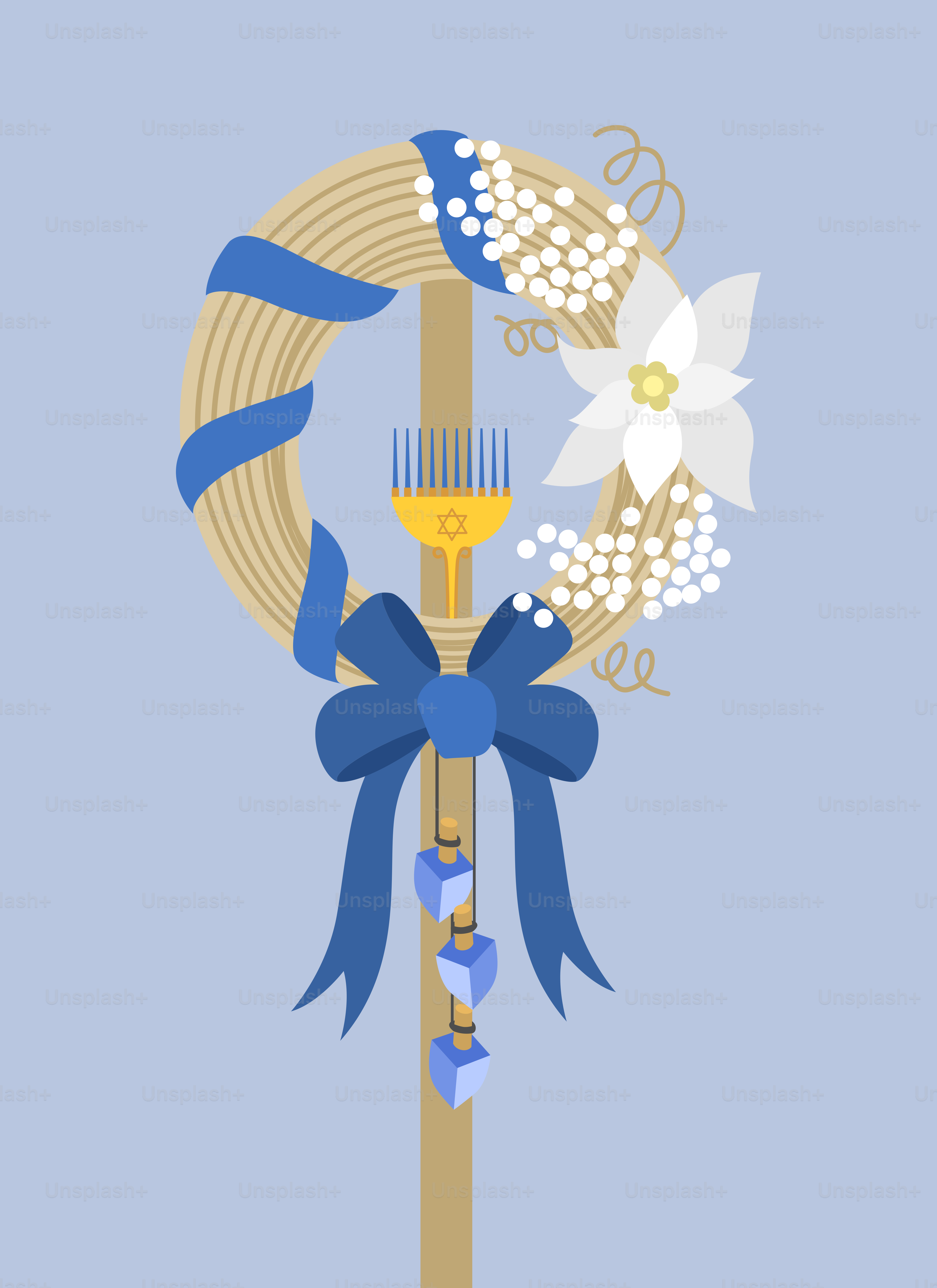 A cross with a blue ribbon around it