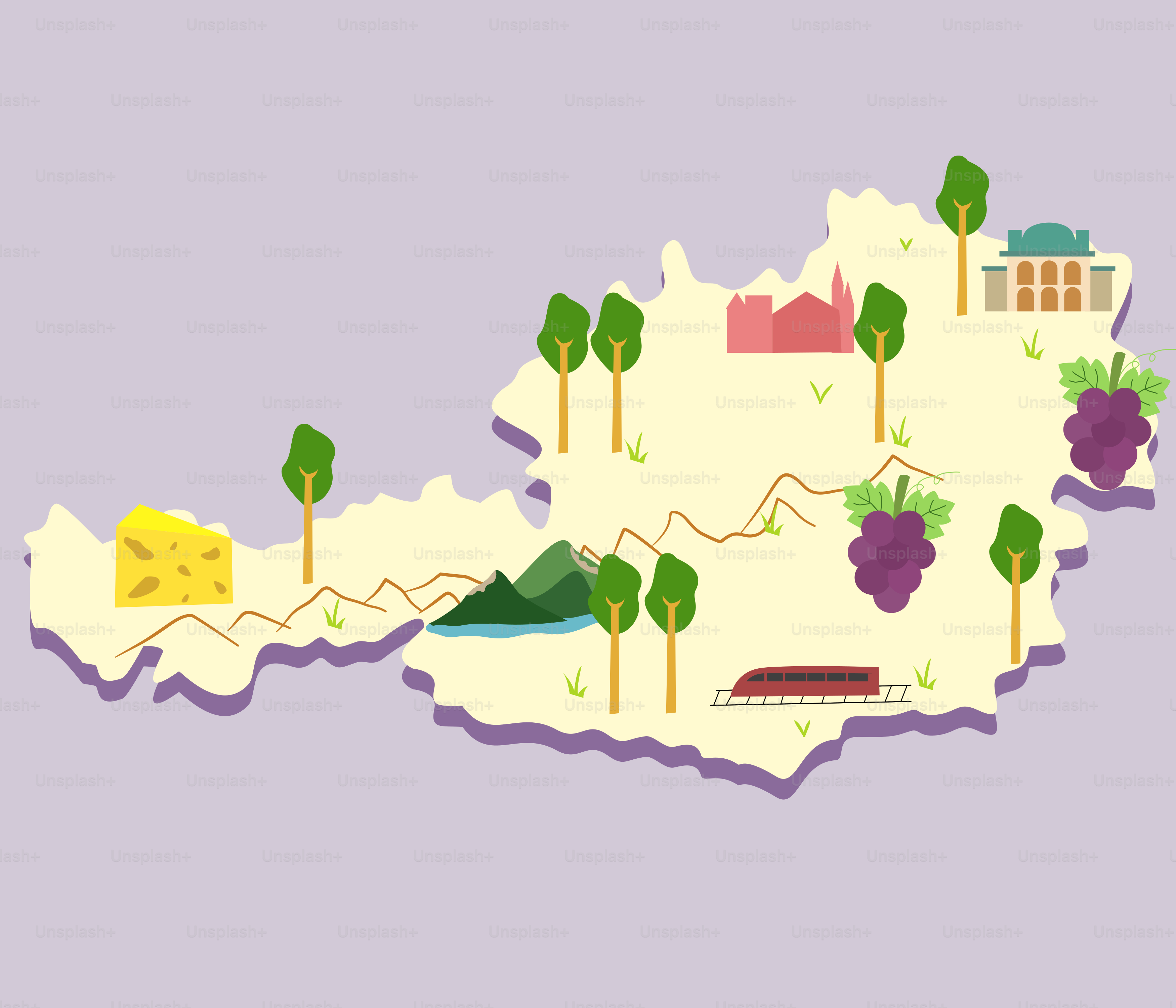 Um mapa do estado de Minnesota com várias árvores