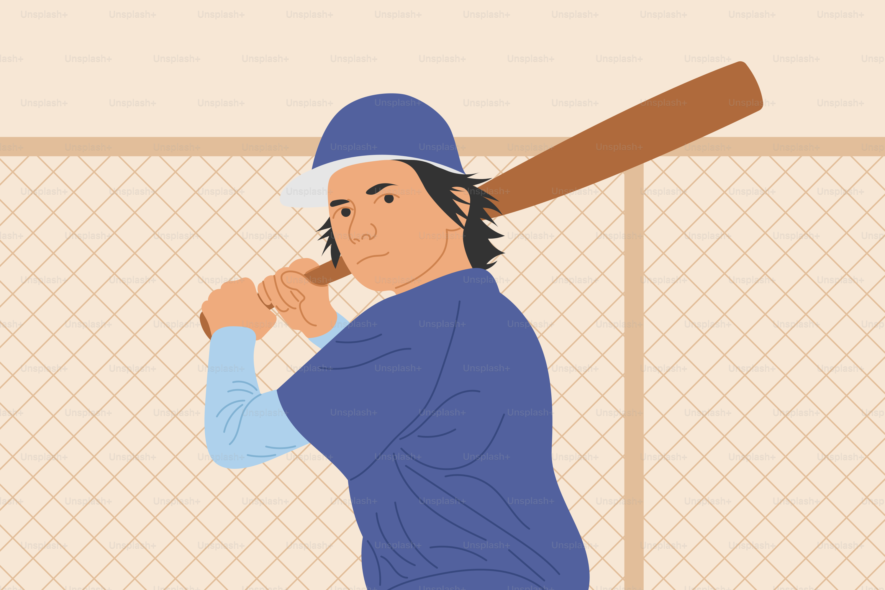 A man holding a baseball bat over his shoulder