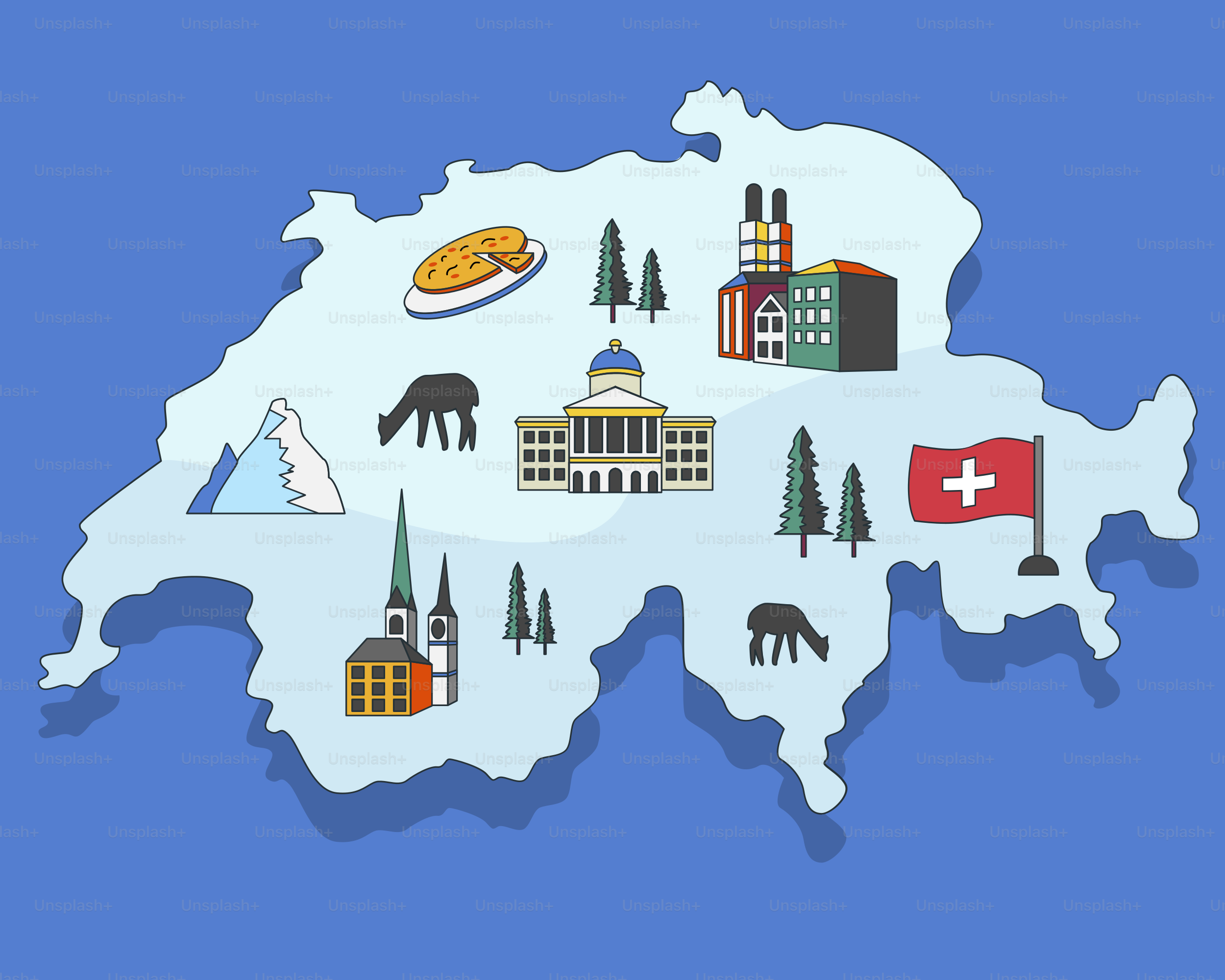 Eine Karte des Landes Schweiz