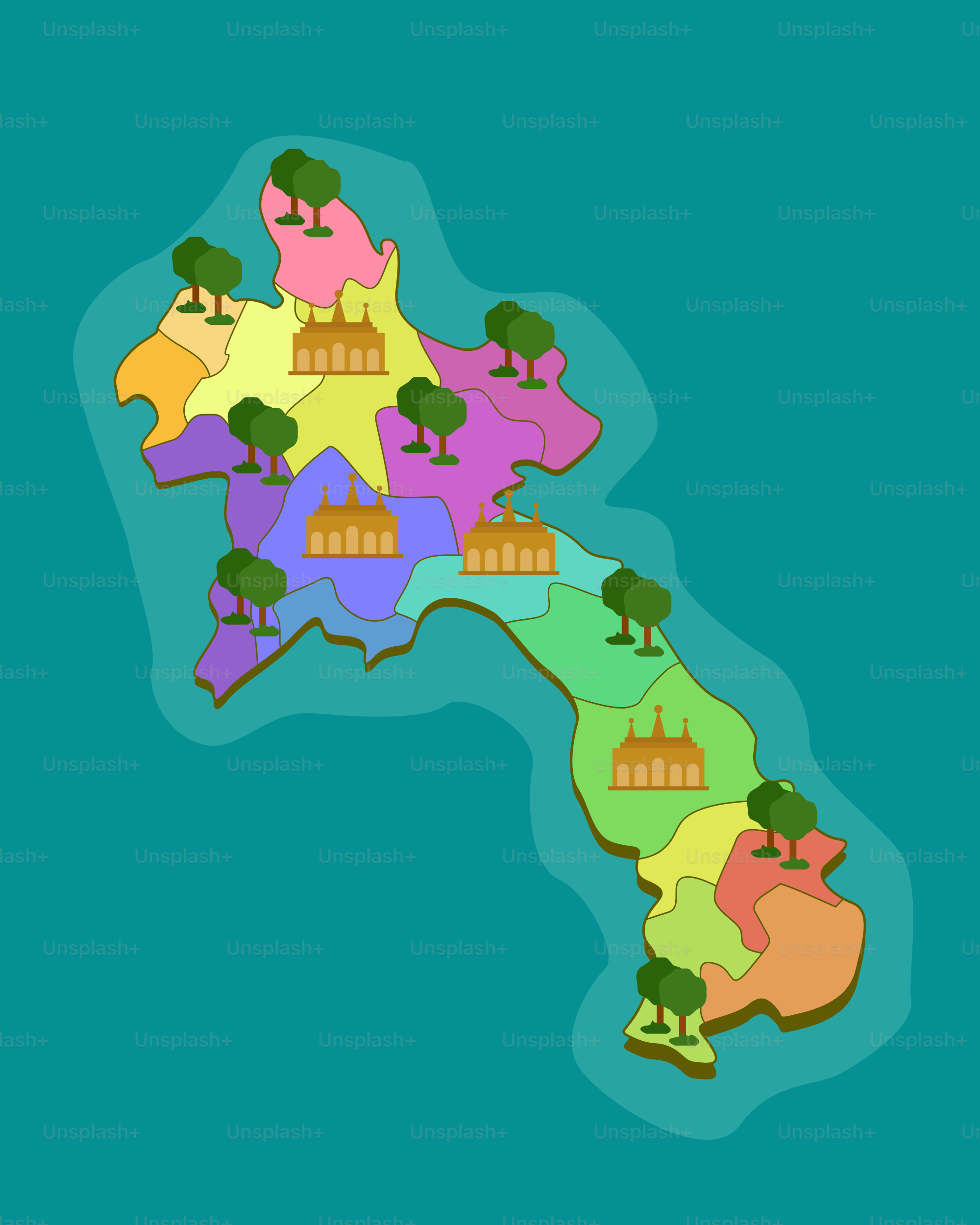 A map of the country of italy