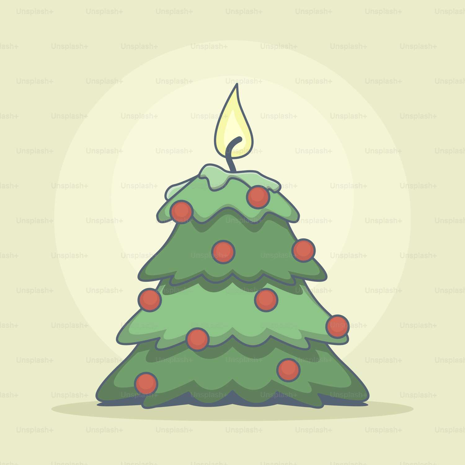 Ein kleiner Weihnachtsbaum mit einer brennenden Kerze