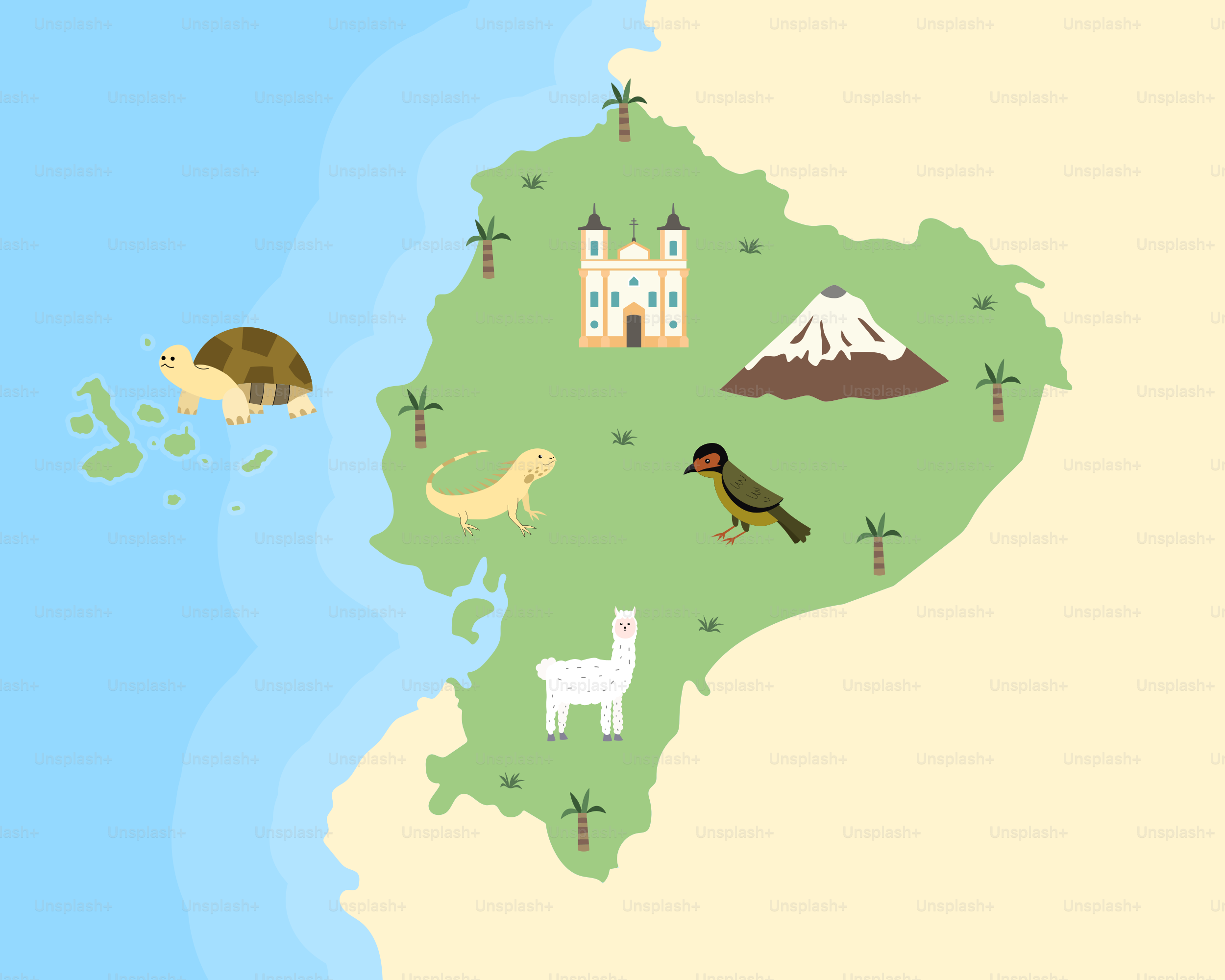 A map of the country of mexico with animals